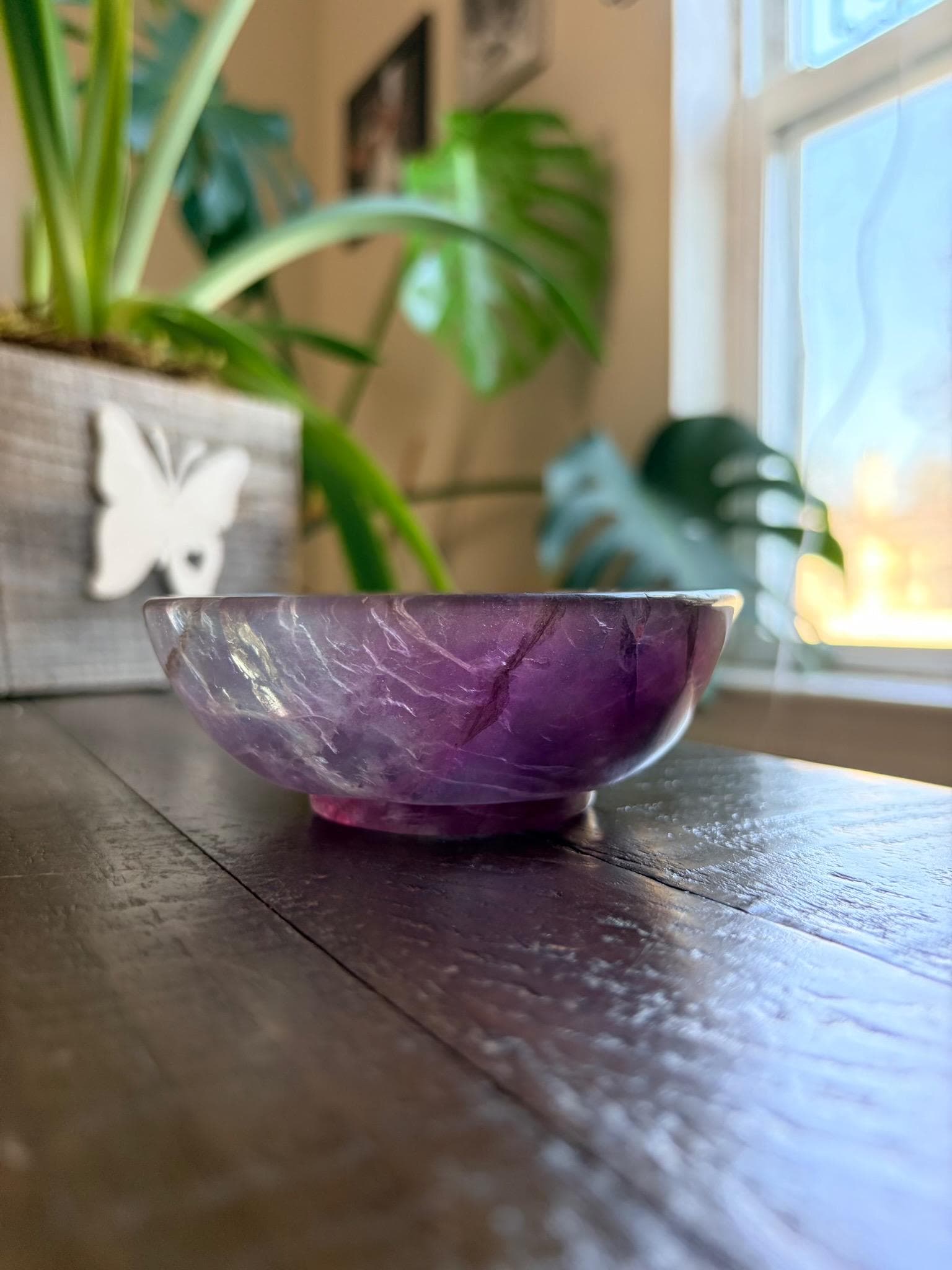 Vibrant Natural Fluorite Bowl | Gorgeous Purple and Teal Crystal | Home Décor & Altar