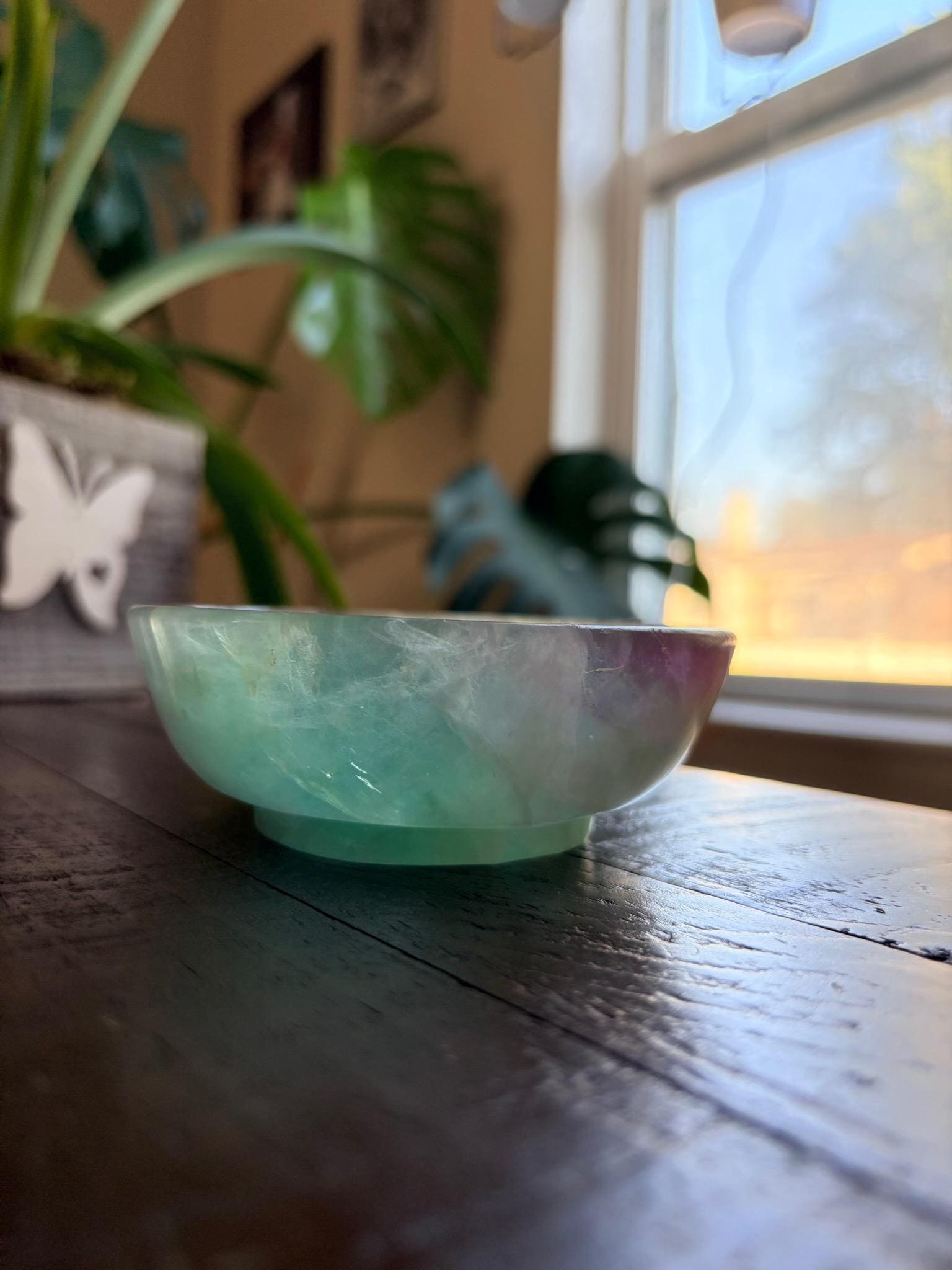 Vibrant Natural Fluorite Bowl | Gorgeous Green and Purple Crystal | Home Décor & Altar