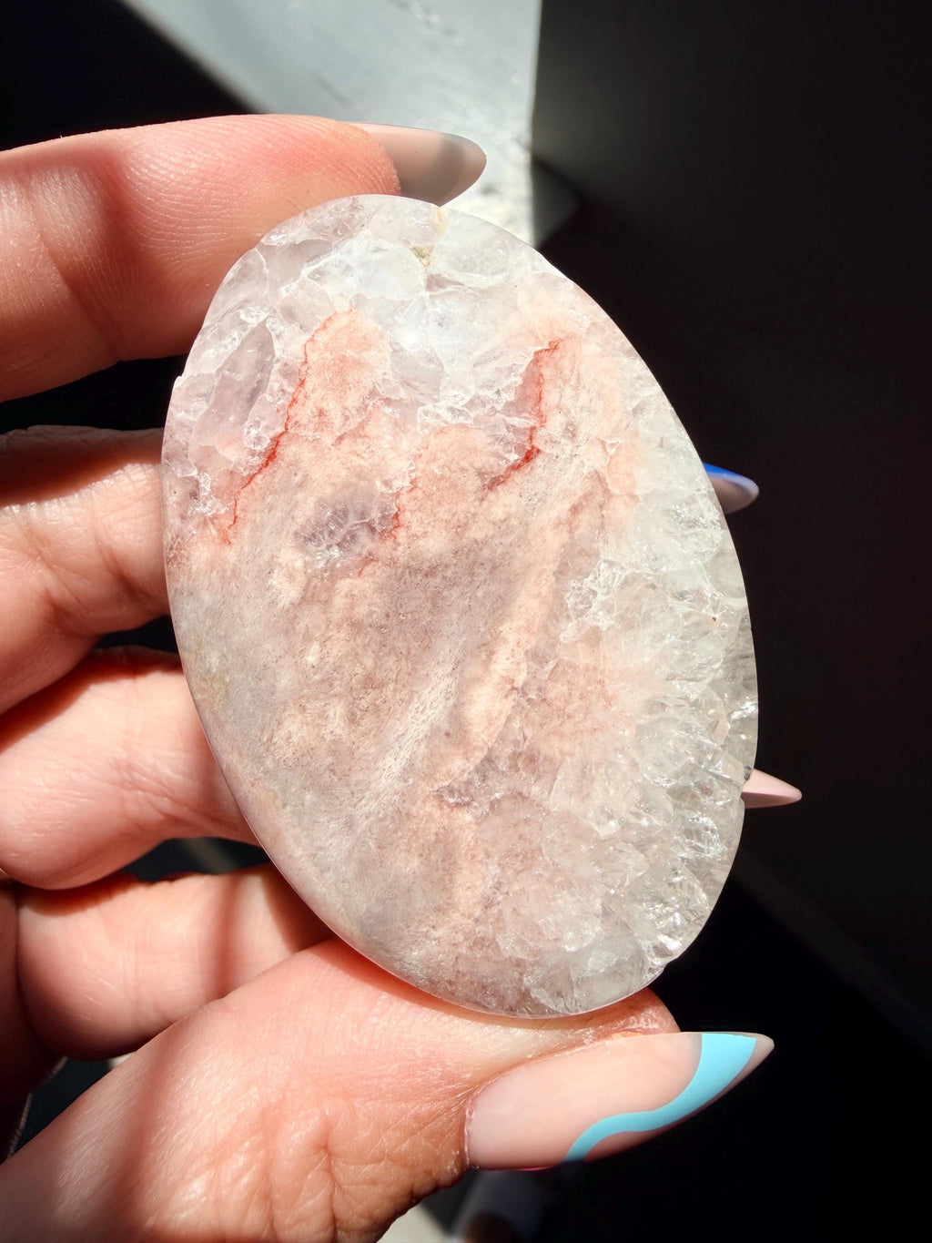 Pink Amethyst & Flower Agate Palm Stone | Natural Polished Crystal | Unique Pink Crystal