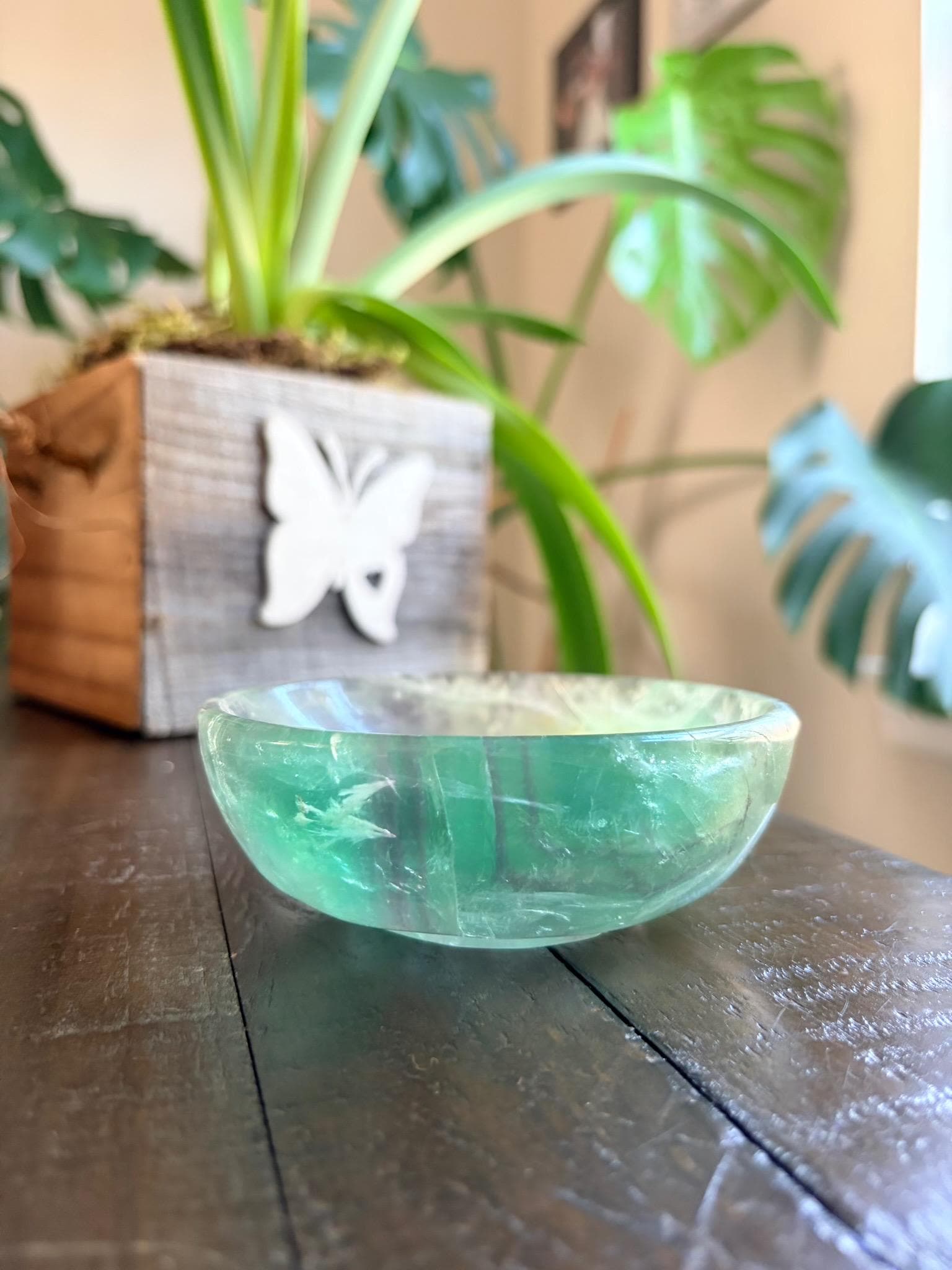 Vibrant Natural Fluorite Bowl | Gorgeous Green & Purple Crystal | Home Décor & Altar