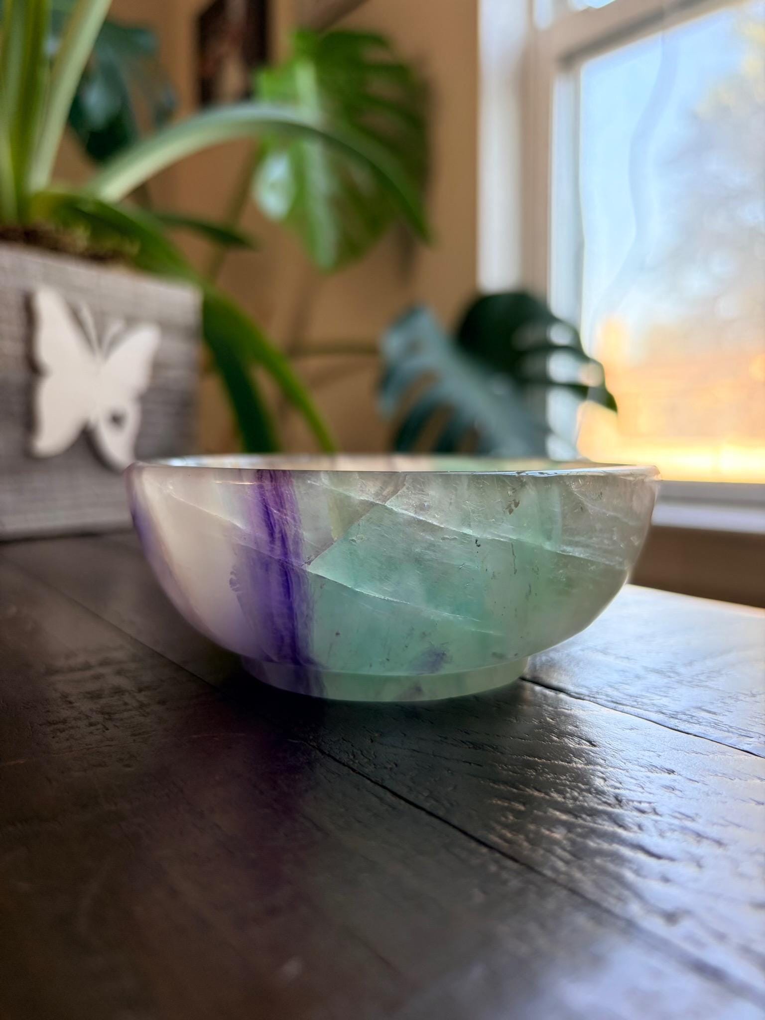 Vibrant Natural Fluorite Bowl | Gorgeous Teal Green and Purple Crystal | Home Décor & Altar
