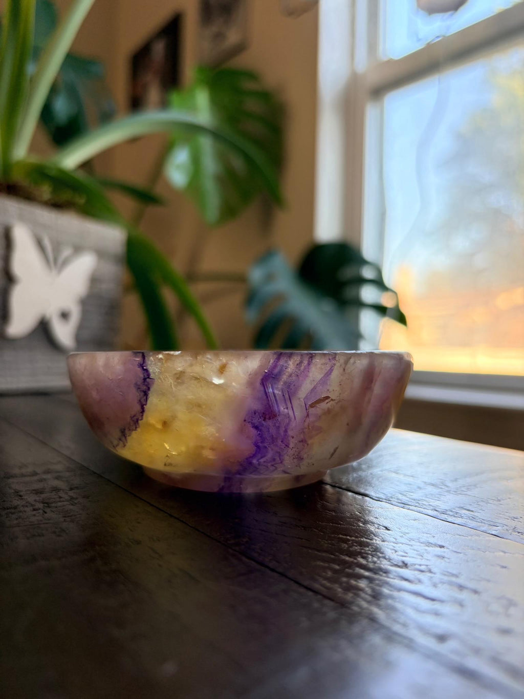 Vibrant Natural Fluorite Bowl | Gorgeous Yellow & Purple Crystal | Home Décor & Altar