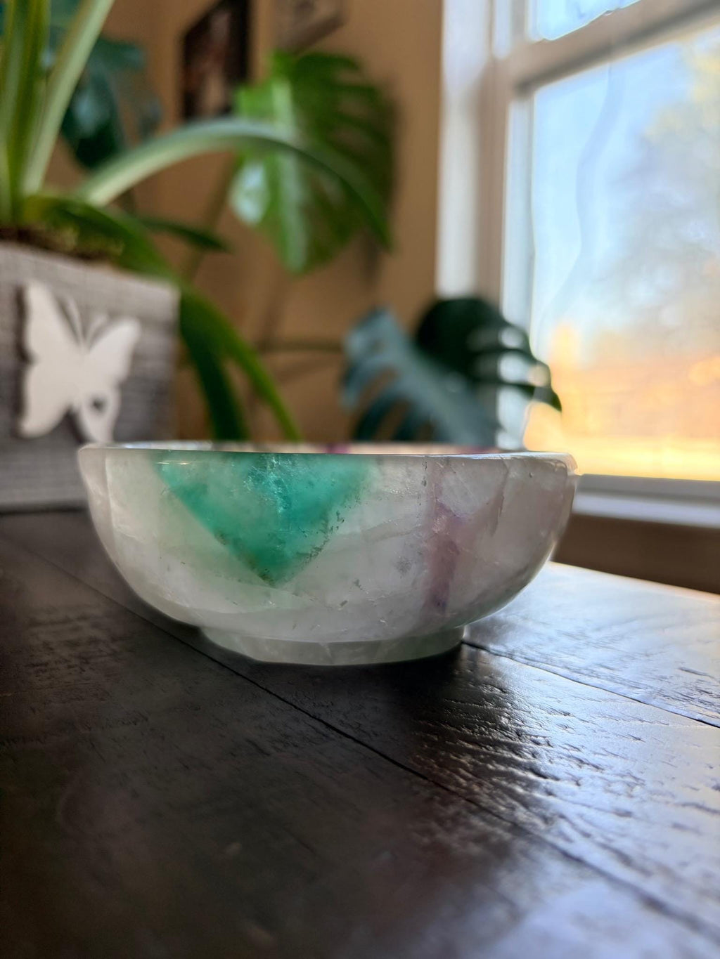 Vibrant Natural Fluorite Bowl | Gorgeous Teal Green and Purple Crystal | Home Décor & Altar