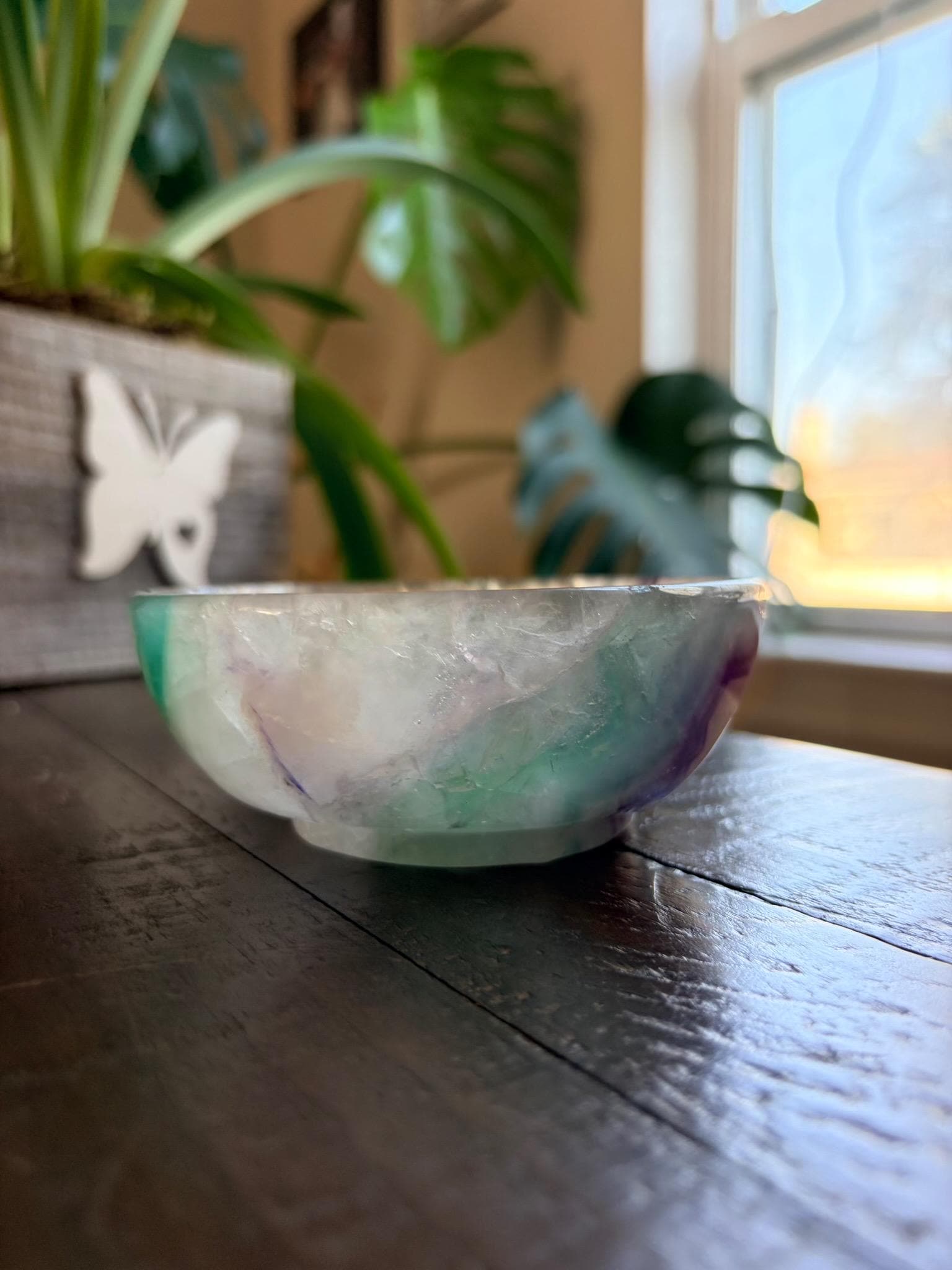 Vibrant Natural Fluorite Bowl | Gorgeous Teal Green and Purple Crystal | Home Décor & Altar