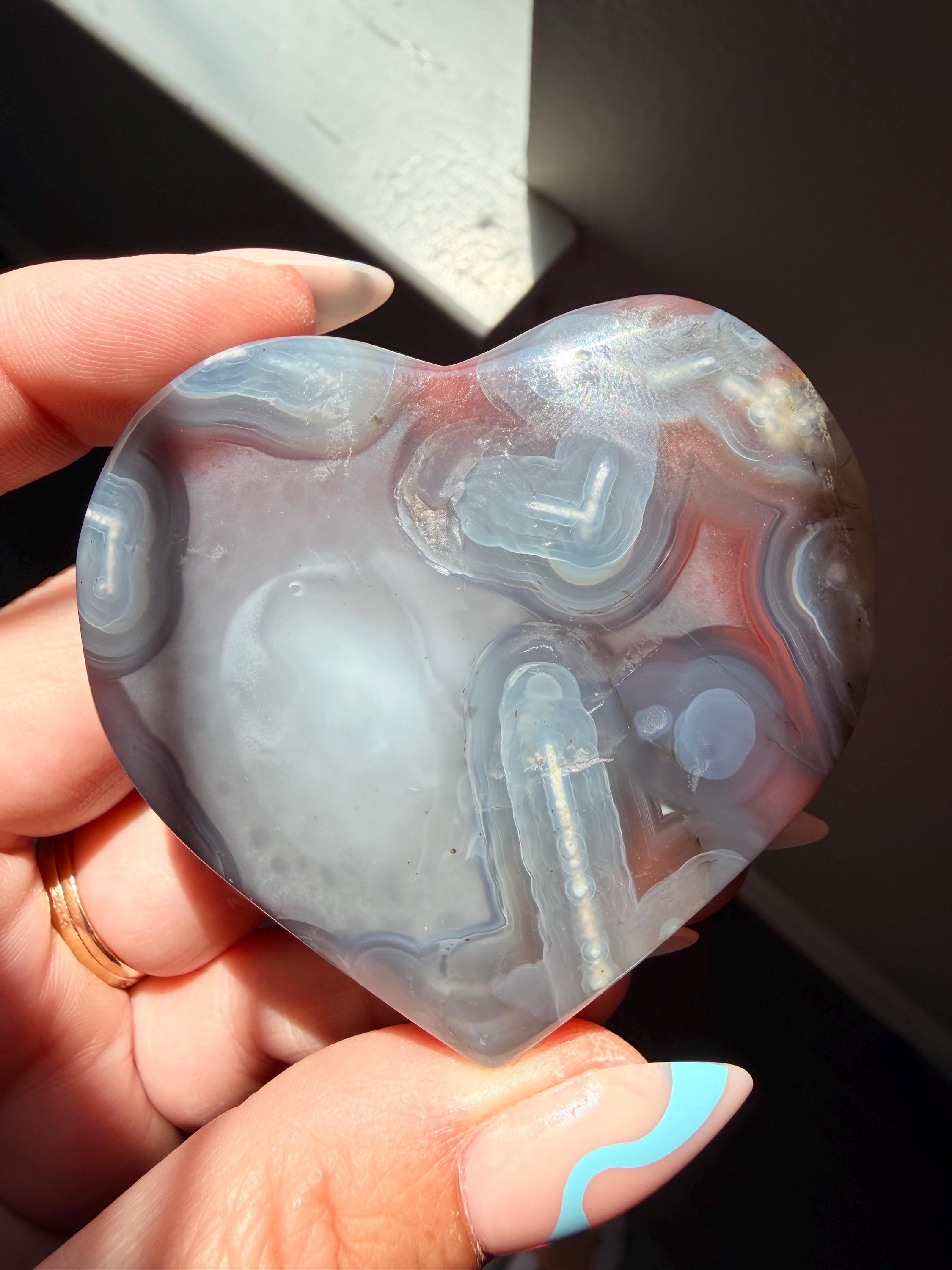 Natural Swazi Agate Heart Carving | Beautiful Patterns | Healing Crystal & Home Décor