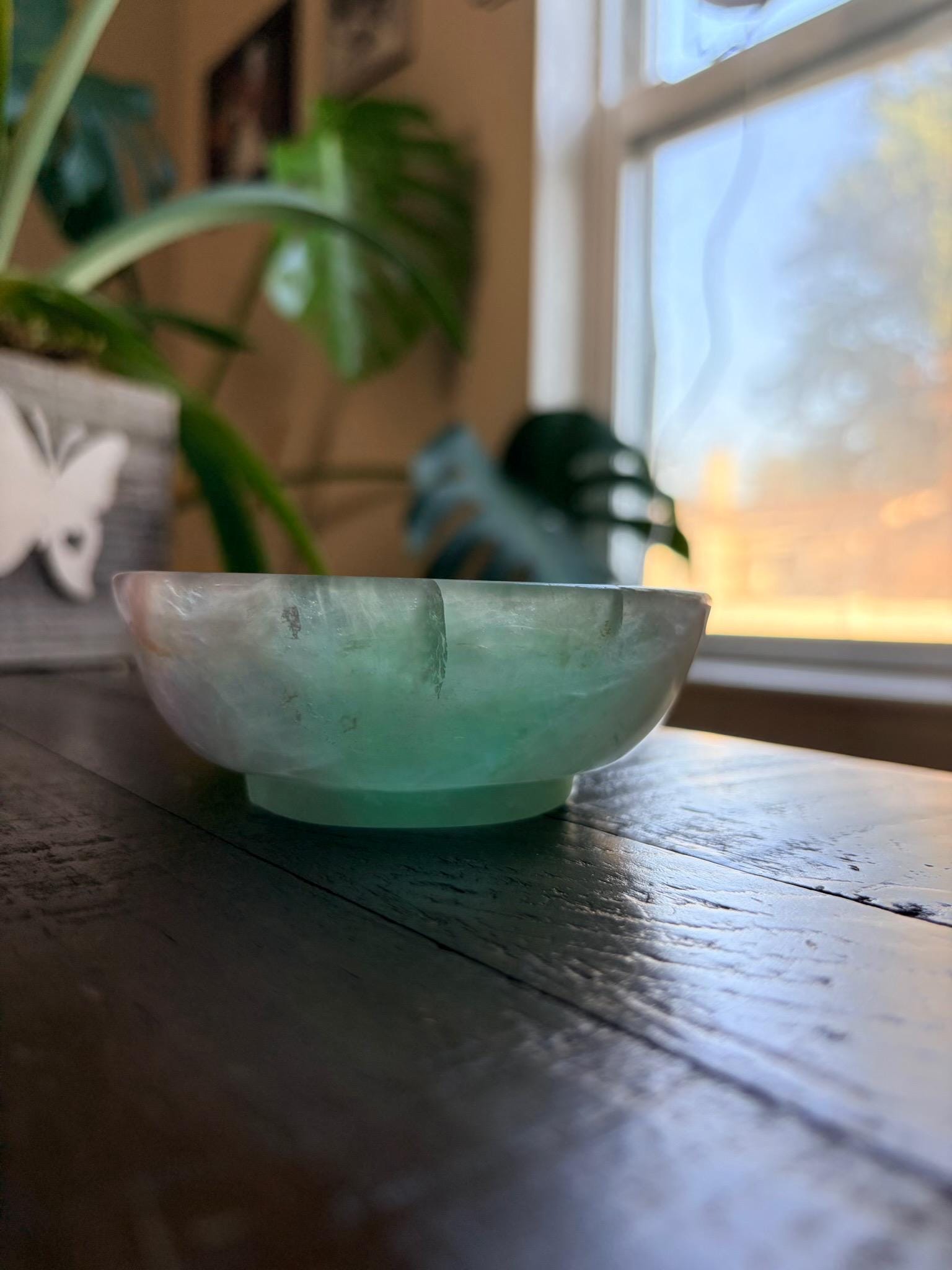 Vibrant Natural Fluorite Bowl | Gorgeous Green and Purple Crystal | Home Décor & Altar