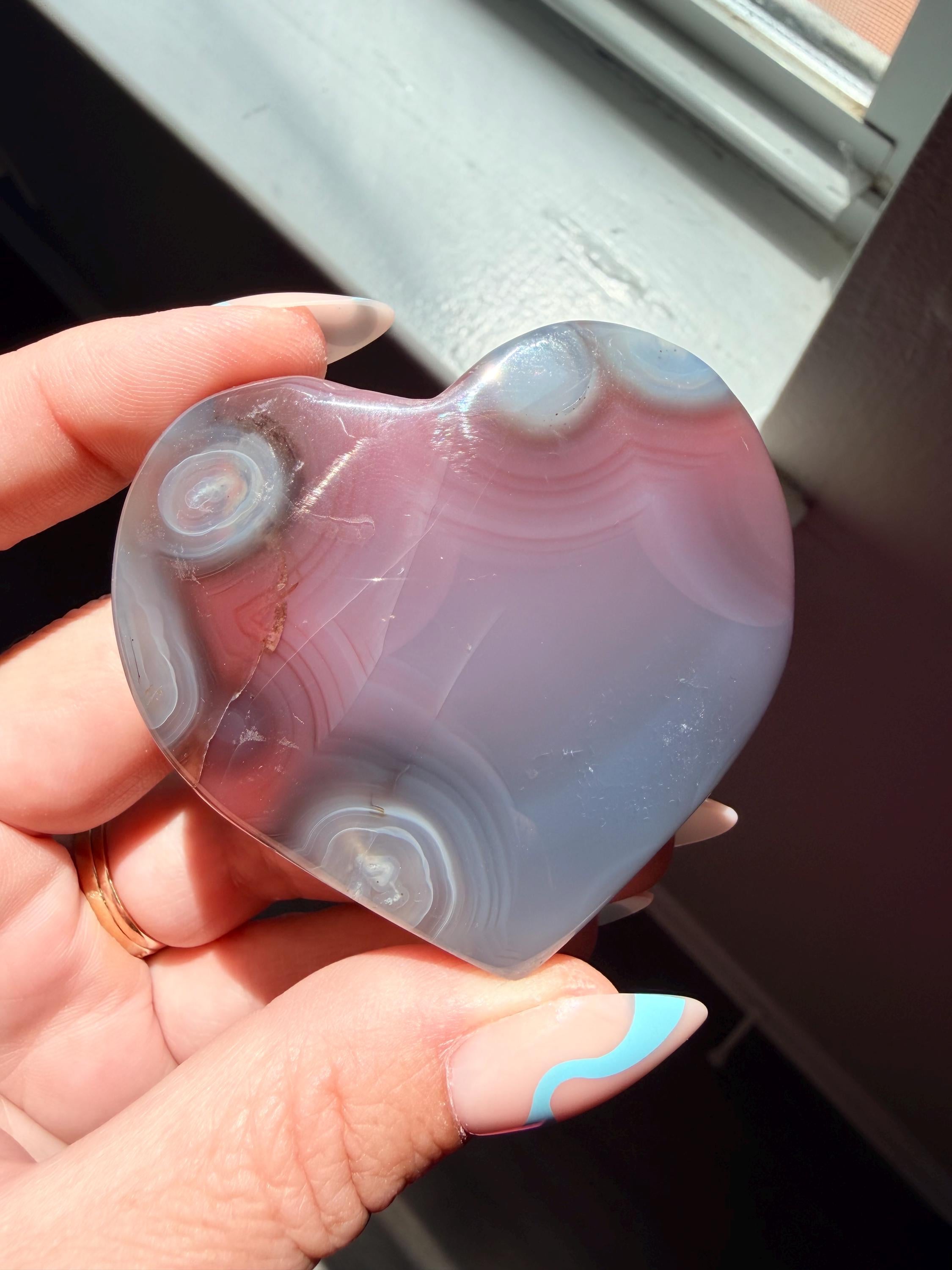 Natural Swazi Agate Heart Carving | Beautiful Patterns | Healing Crystal & Home Décor