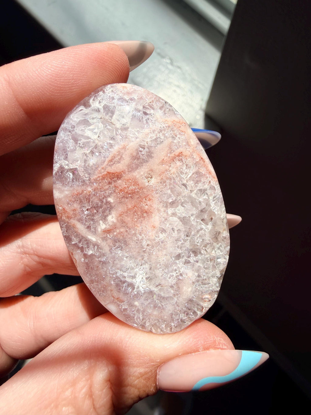 Stunning Pink Amethyst & Flower Agate Palm Stone | Polished Healing Crystal