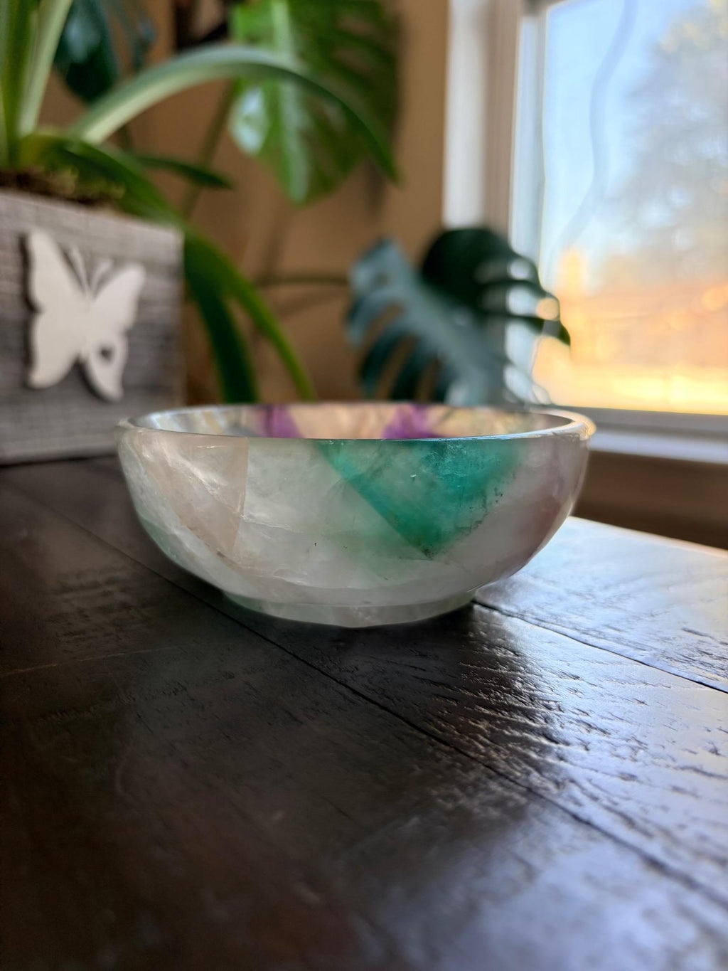 Vibrant Natural Fluorite Bowl | Gorgeous Teal Green and Purple Crystal | Home Décor & Altar