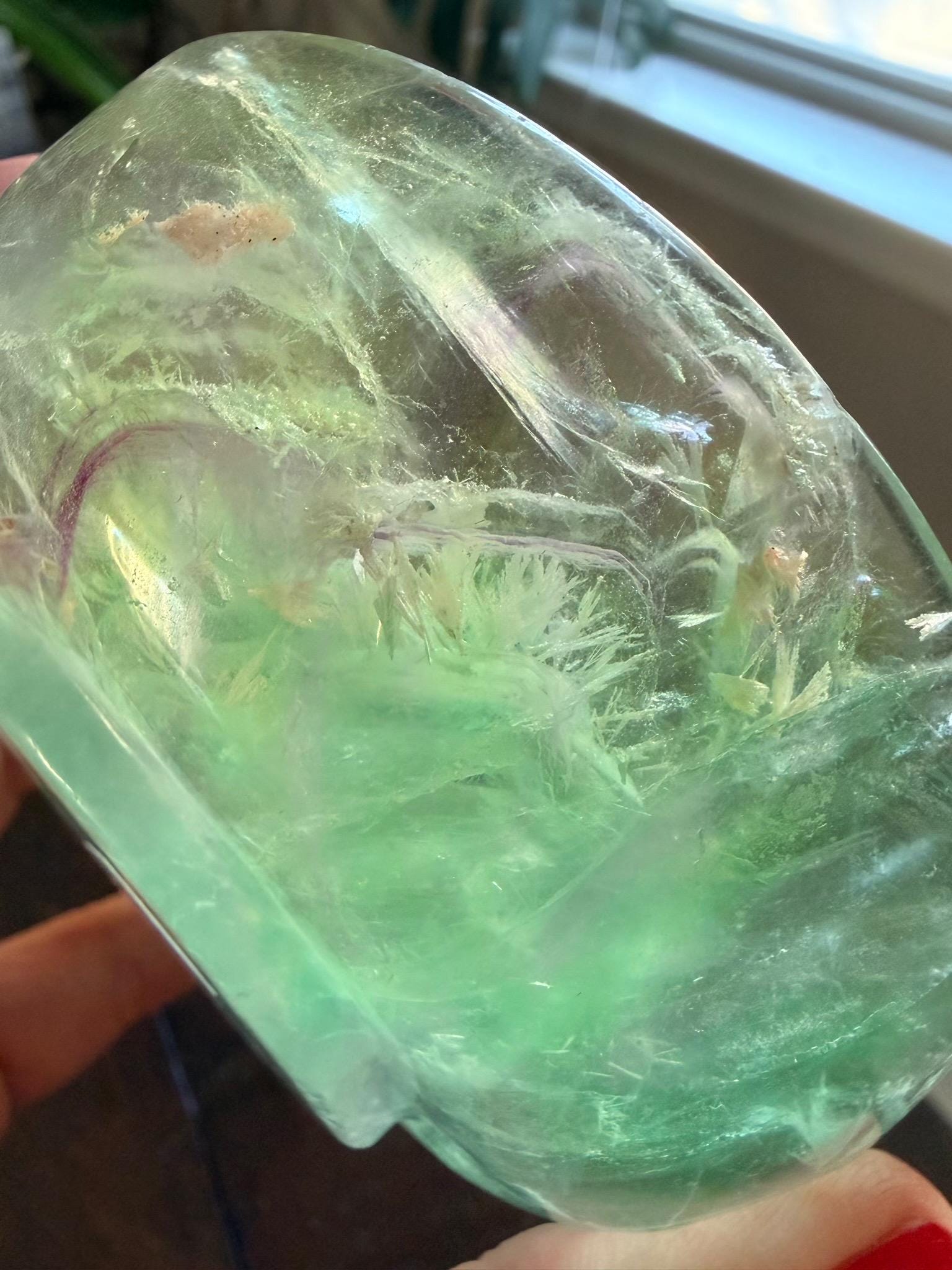 Vibrant Natural Fluorite Bowl | Gorgeous Green & Purple Crystal | Home Décor & Altar