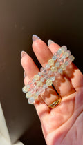 Prehnite, Rose Quartz & Aquamarine Beaded Bracelet