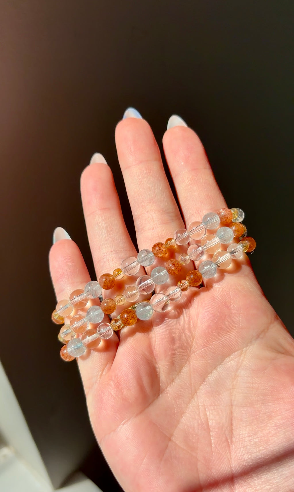 Topaz, Sunstone, Clear Quartz & Citrine Beaded Bracelet