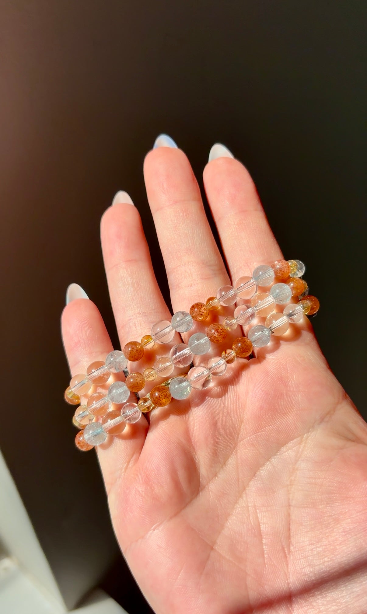 Topaz, Sunstone, Clear Quartz & Citrine Beaded Bracelet