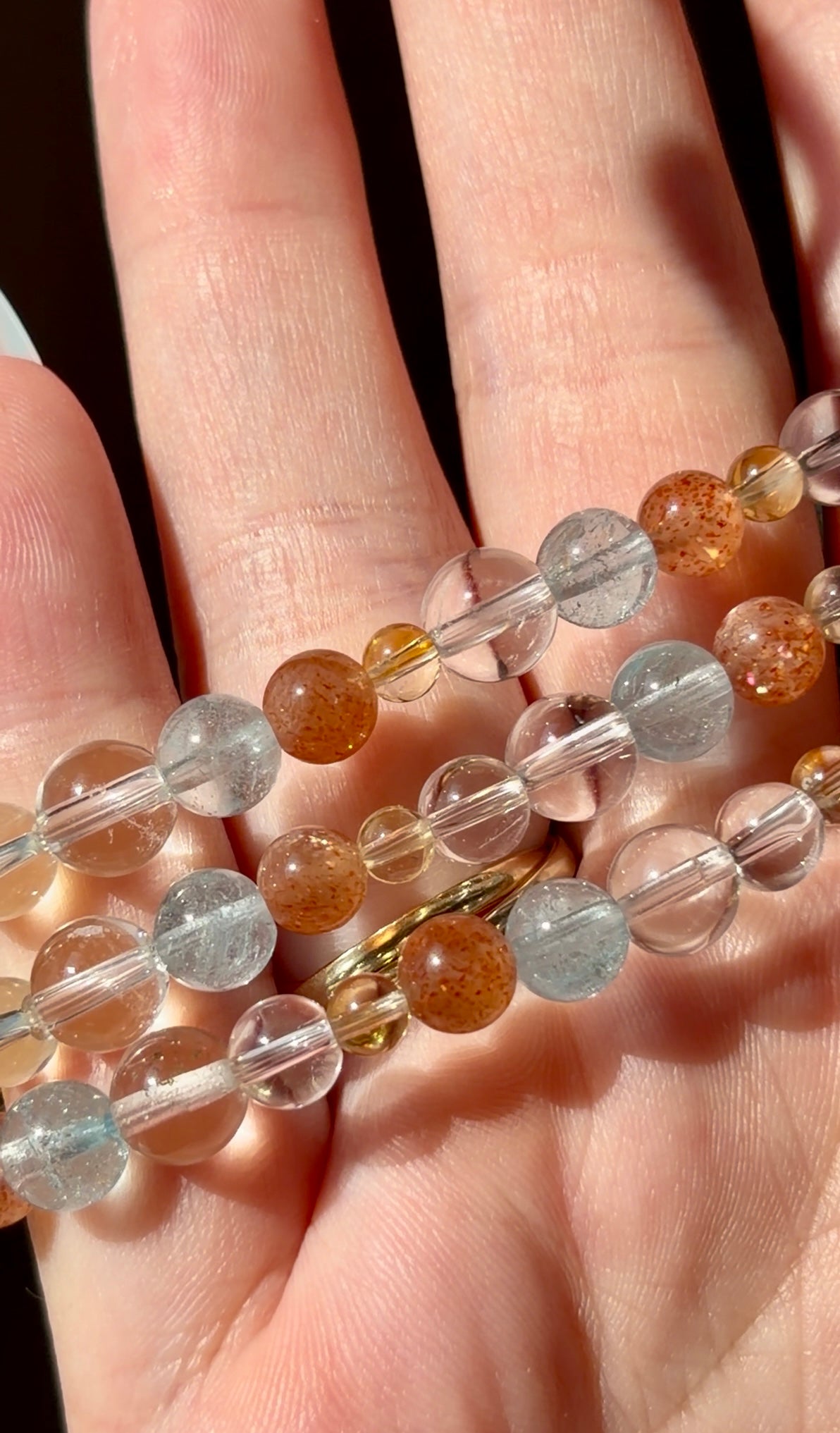 Topaz, Sunstone, Clear Quartz & Citrine Beaded Bracelet