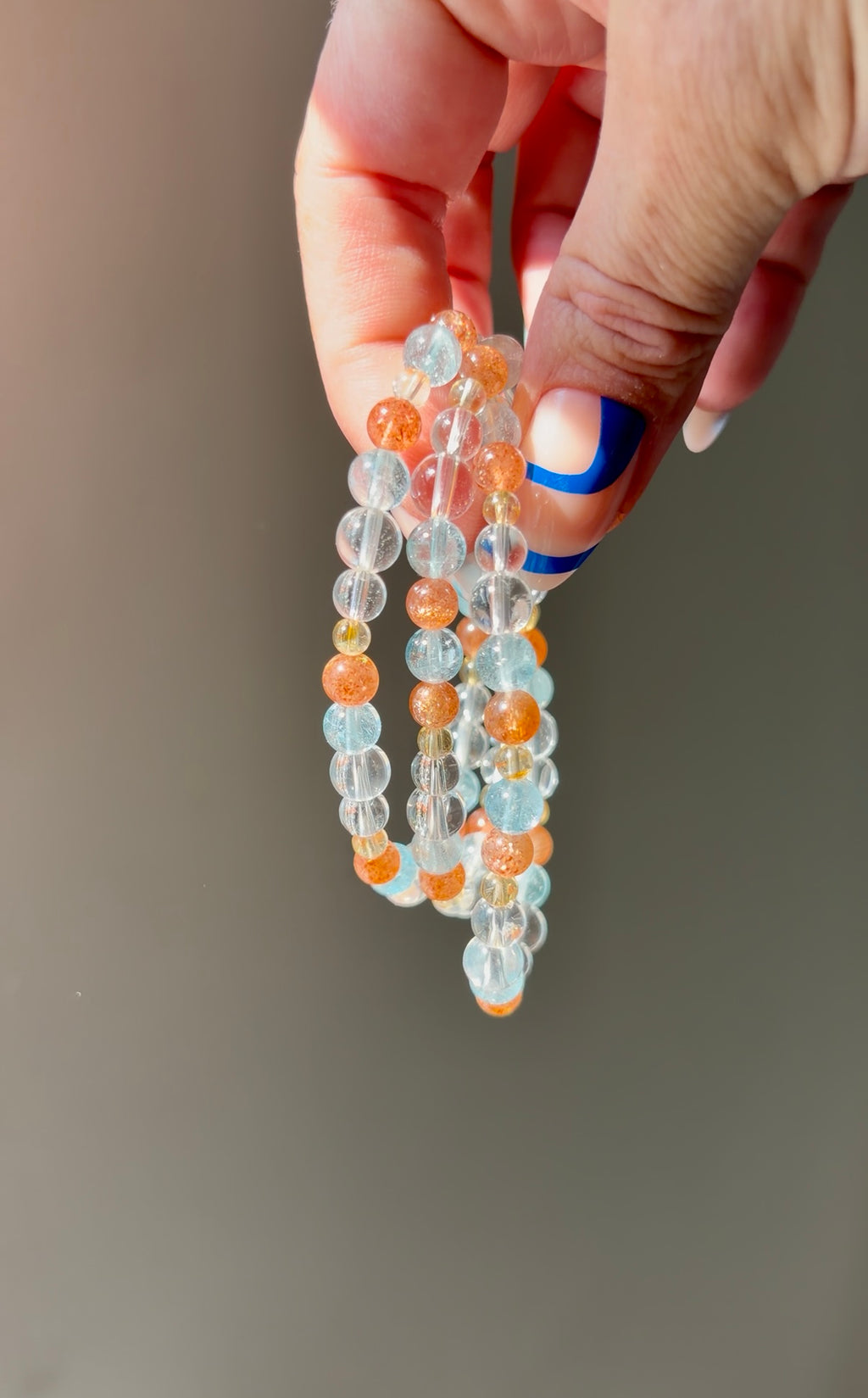 Topaz, Sunstone, Clear Quartz & Citrine Beaded Bracelet