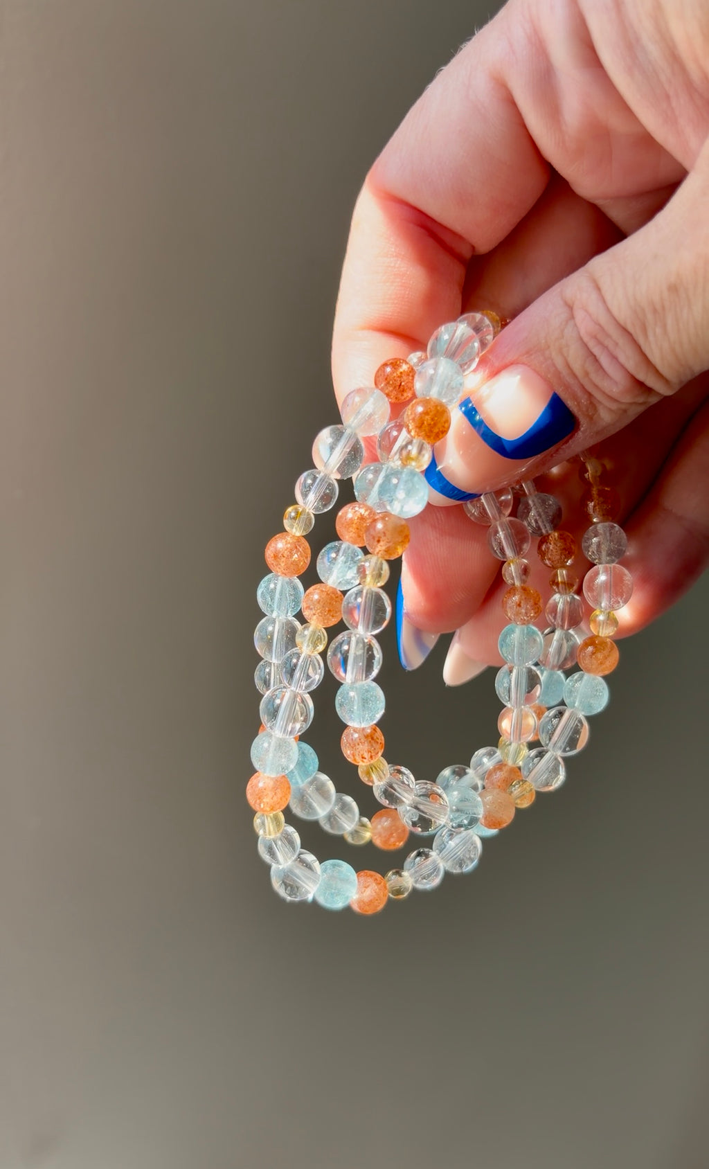 Topaz, Sunstone, Clear Quartz & Citrine Beaded Bracelet