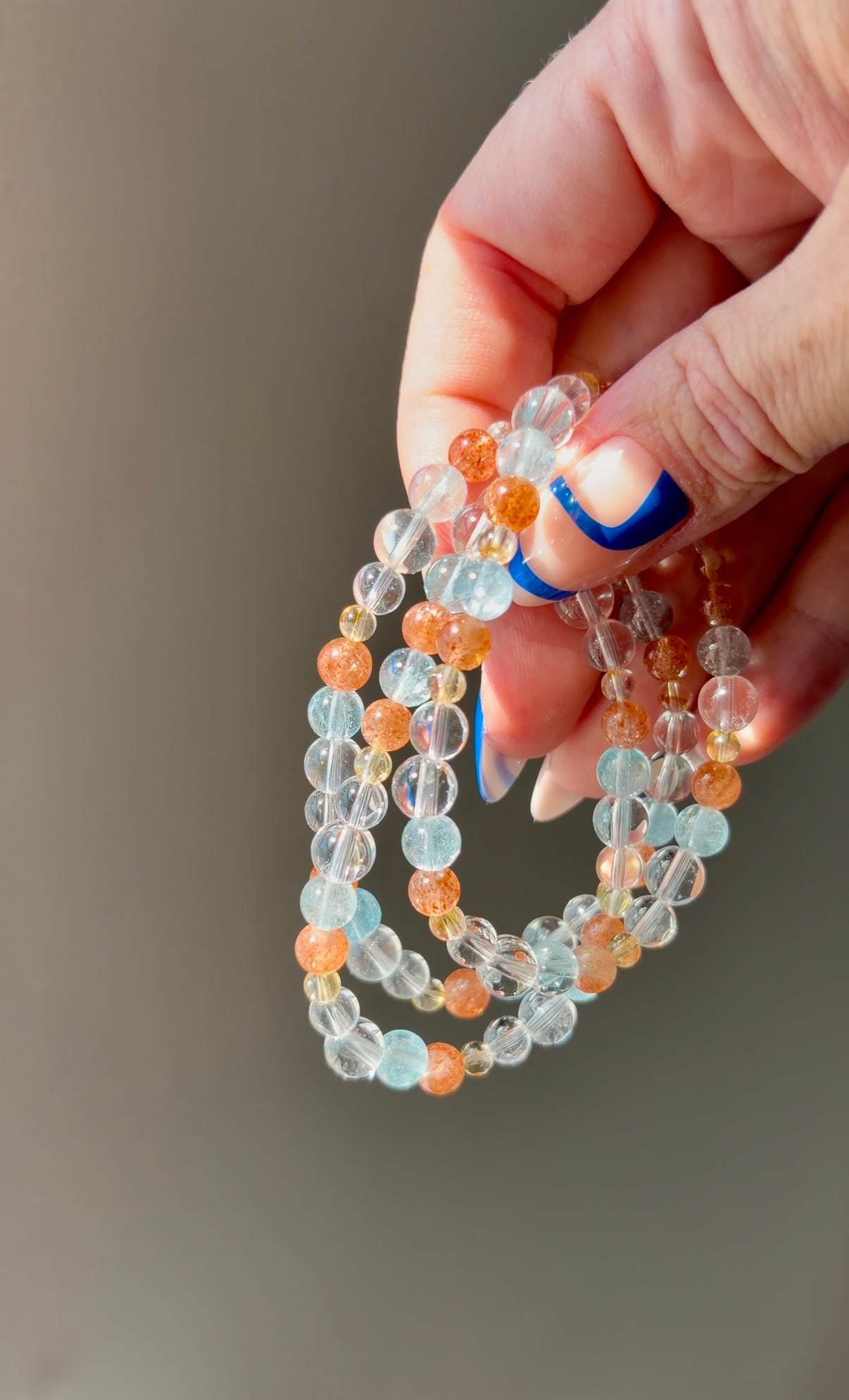 Topaz, Sunstone, Clear Quartz & Citrine Beaded Bracelet
