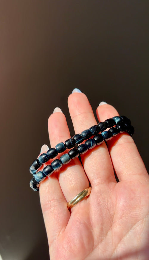 Blue Tiger's Eye Beaded Bracelet