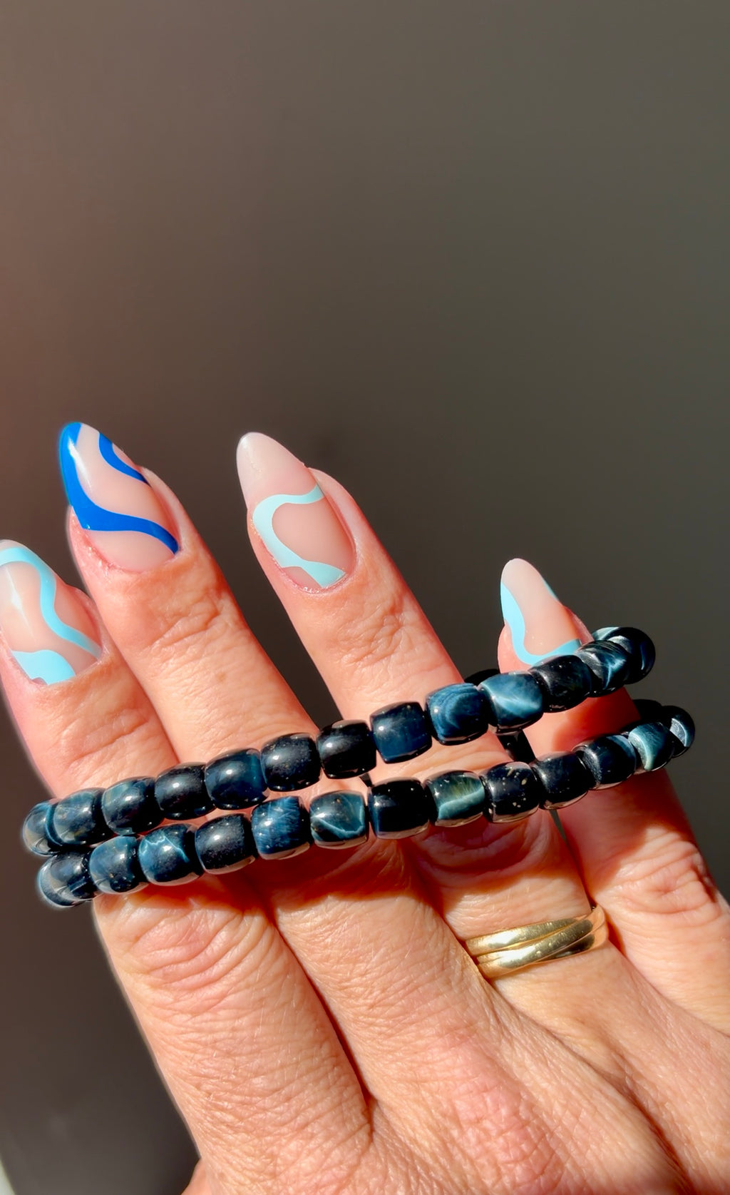 Blue Tiger's Eye Beaded Bracelet