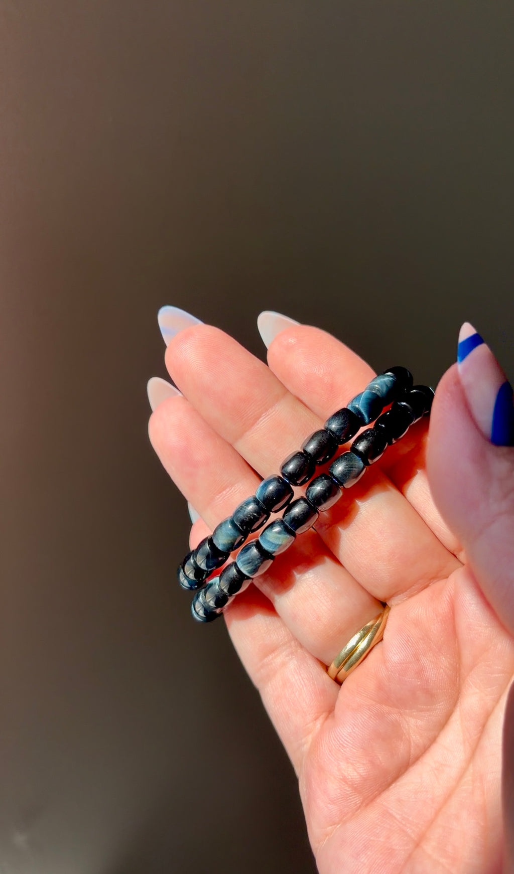 Blue Tiger's Eye Beaded Bracelet