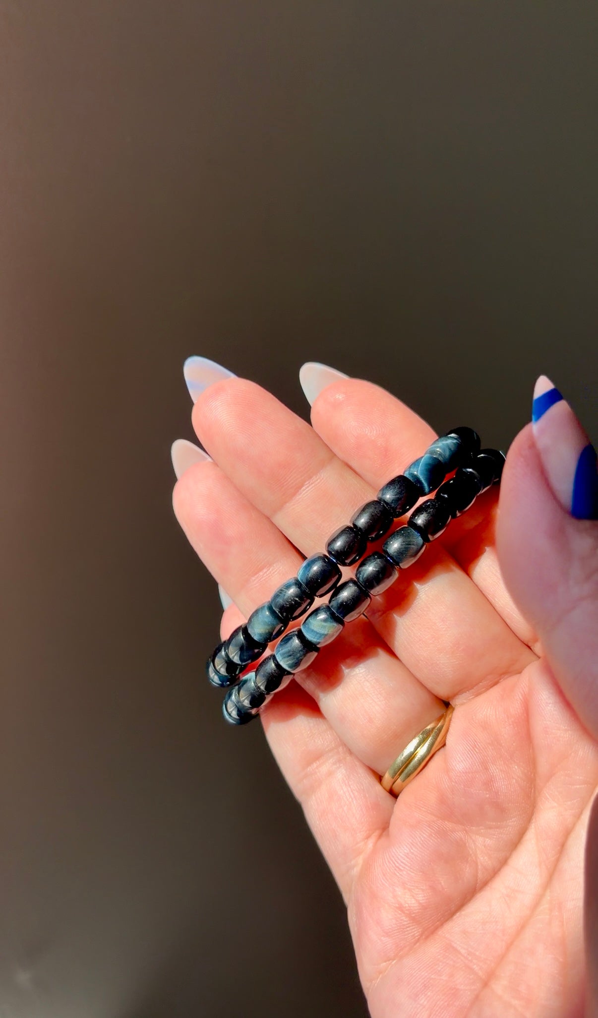 Blue Tiger's Eye Beaded Bracelet