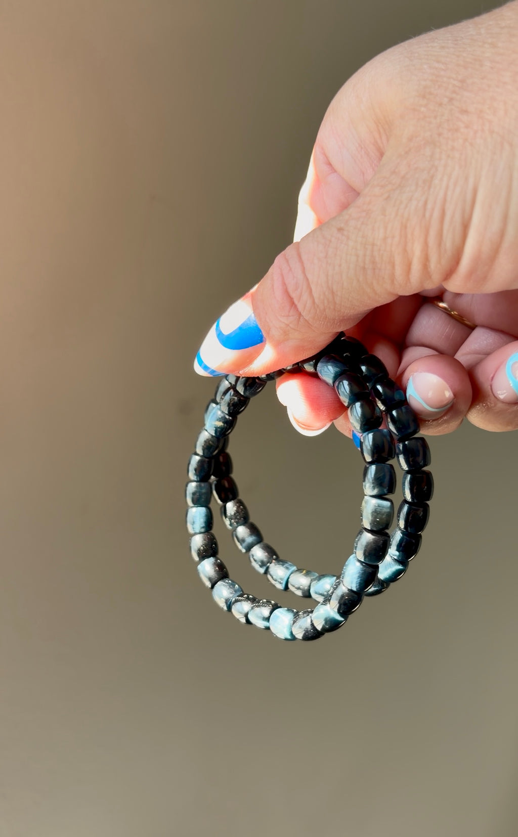 Blue Tiger's Eye Beaded Bracelet
