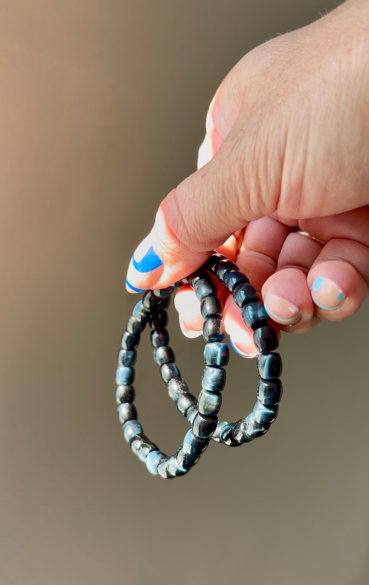 Blue Tiger's Eye Beaded Bracelet