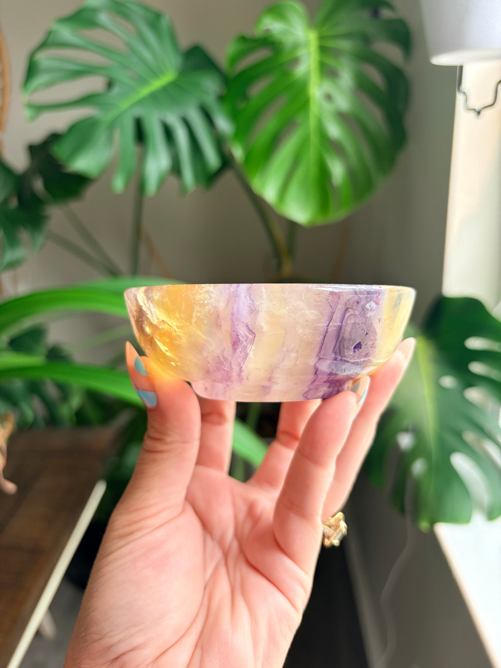 Vibrant Natural Fluorite Bowl | Gorgeous Yellow & Purple Crystal | Home Décor & Altar