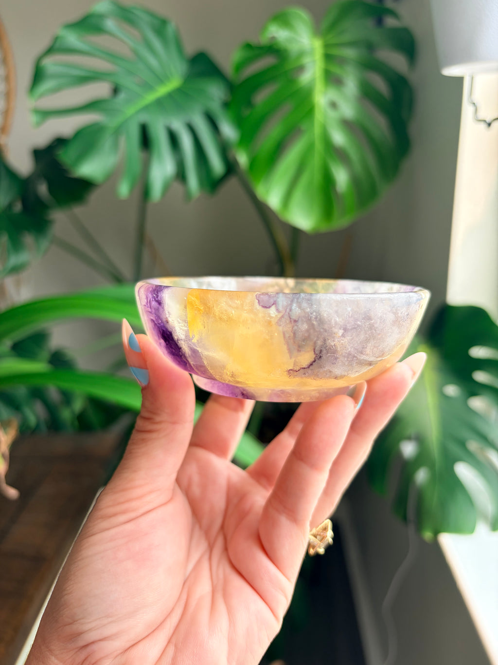 Vibrant Natural Fluorite Bowl | Gorgeous Yellow & Purple Crystal | Home Décor & Altar