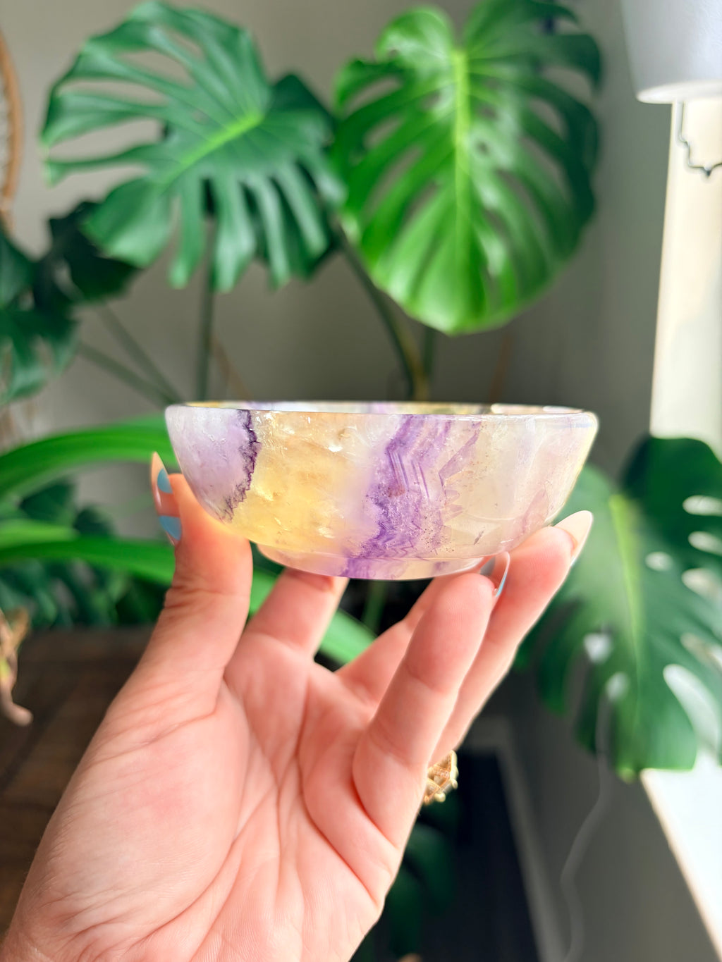 Vibrant Natural Fluorite Bowl | Gorgeous Yellow & Purple Crystal | Home Décor & Altar