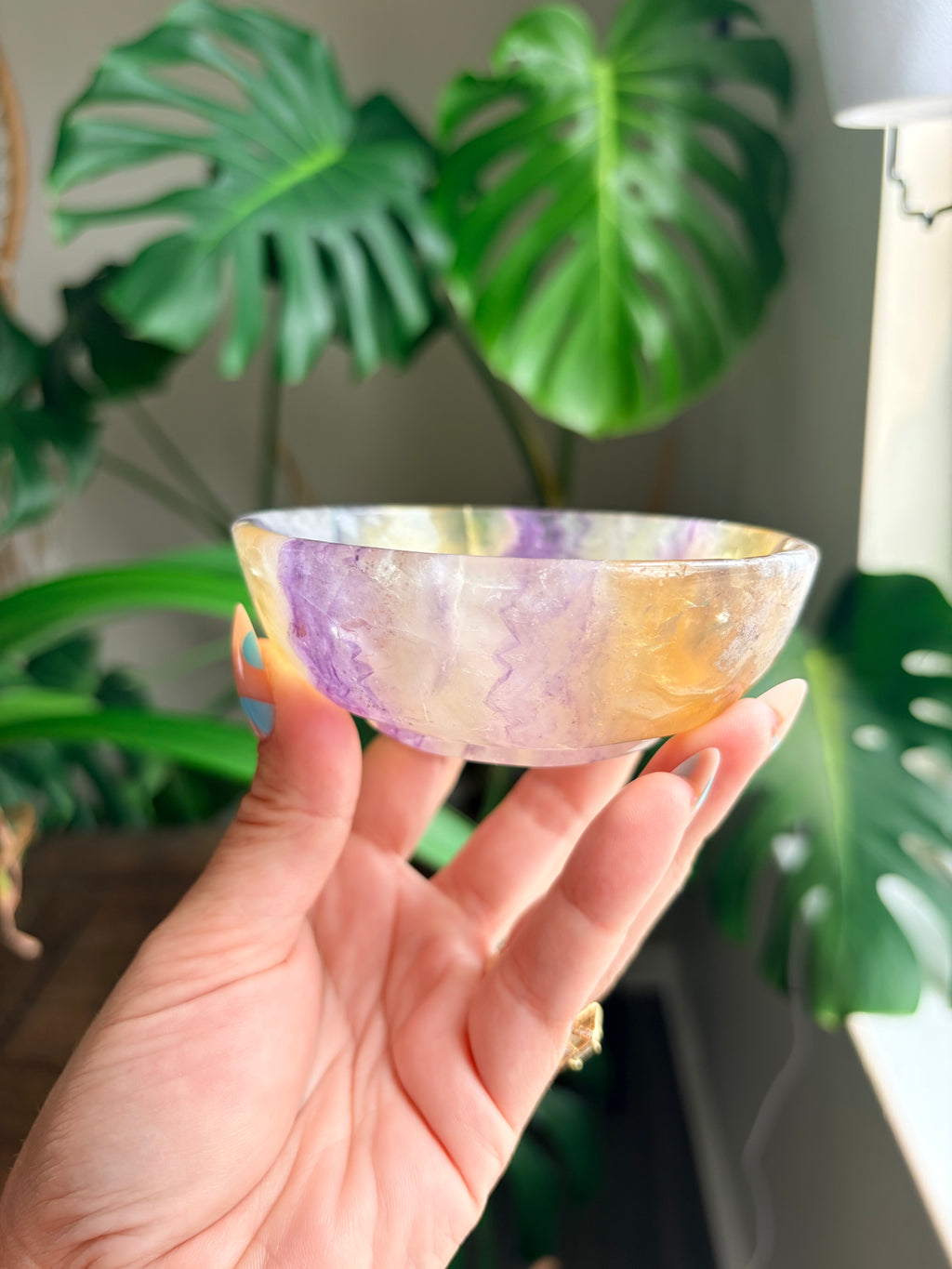 Vibrant Natural Fluorite Bowl | Gorgeous Yellow & Purple Crystal | Home Décor & Altar
