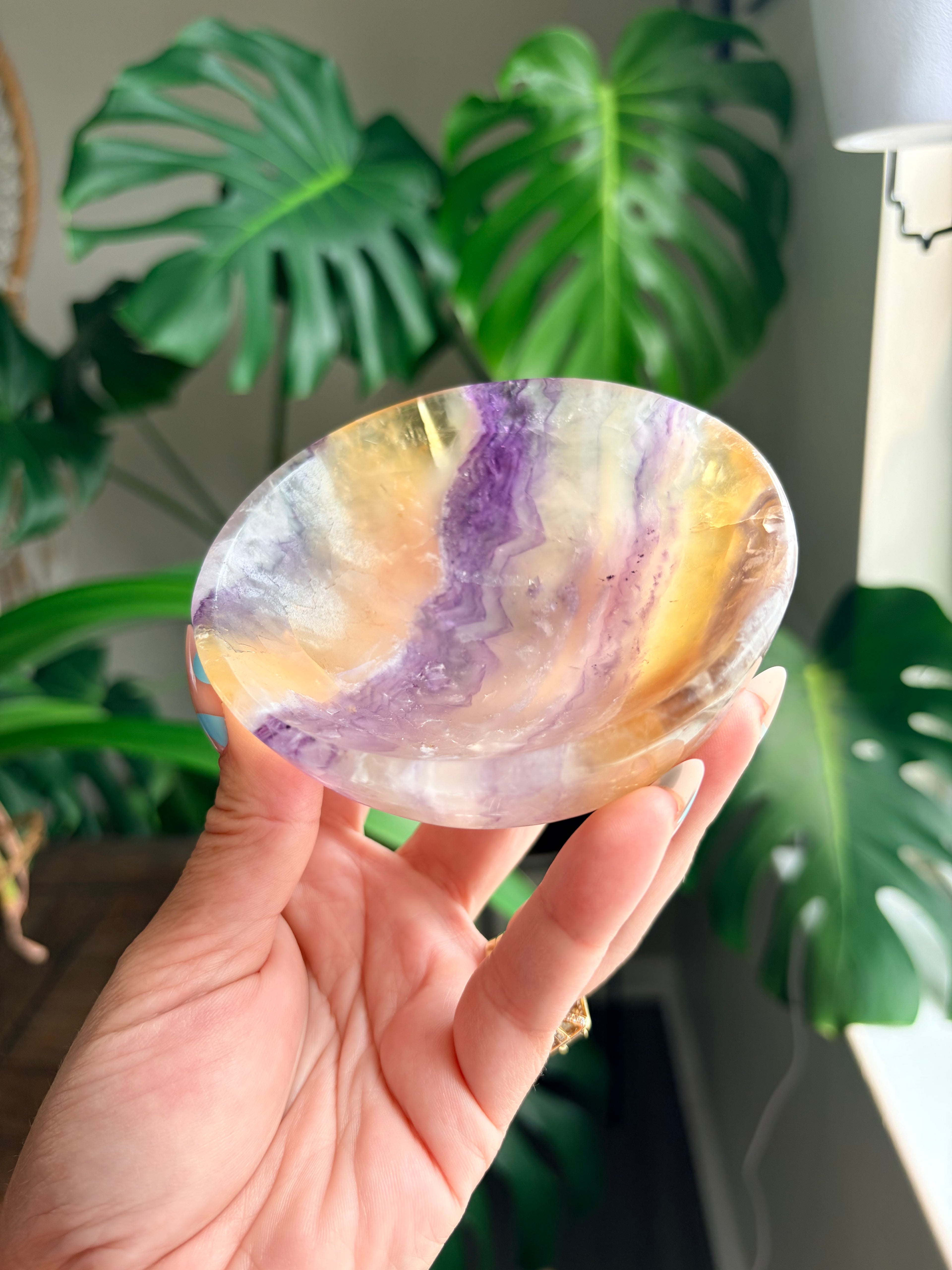 Vibrant Natural Fluorite Bowl | Gorgeous Yellow & Purple Crystal | Home Décor & Altar