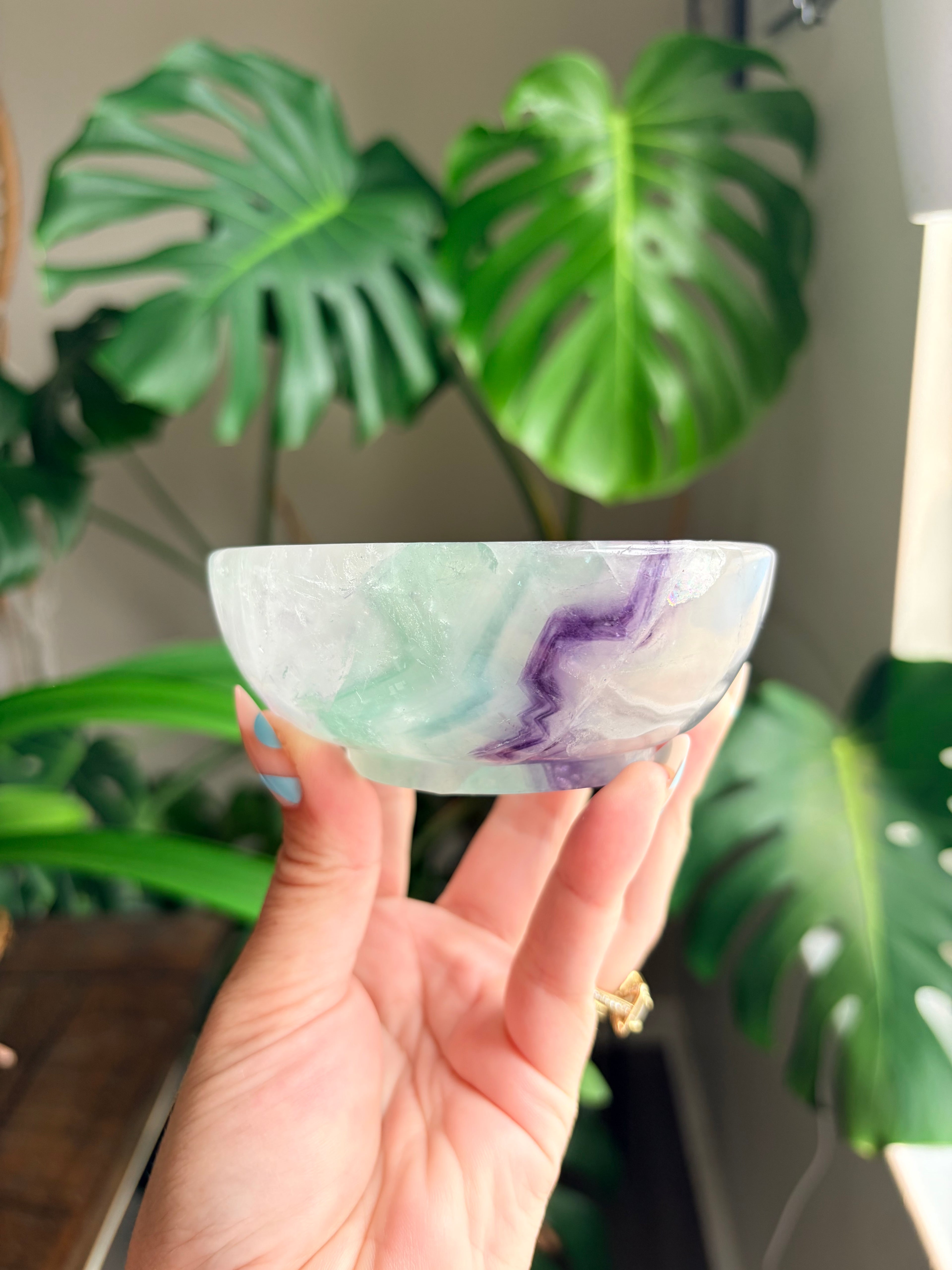 Vibrant Natural Fluorite Bowl | Gorgeous Teal Green and Purple Crystal | Home Décor & Altar