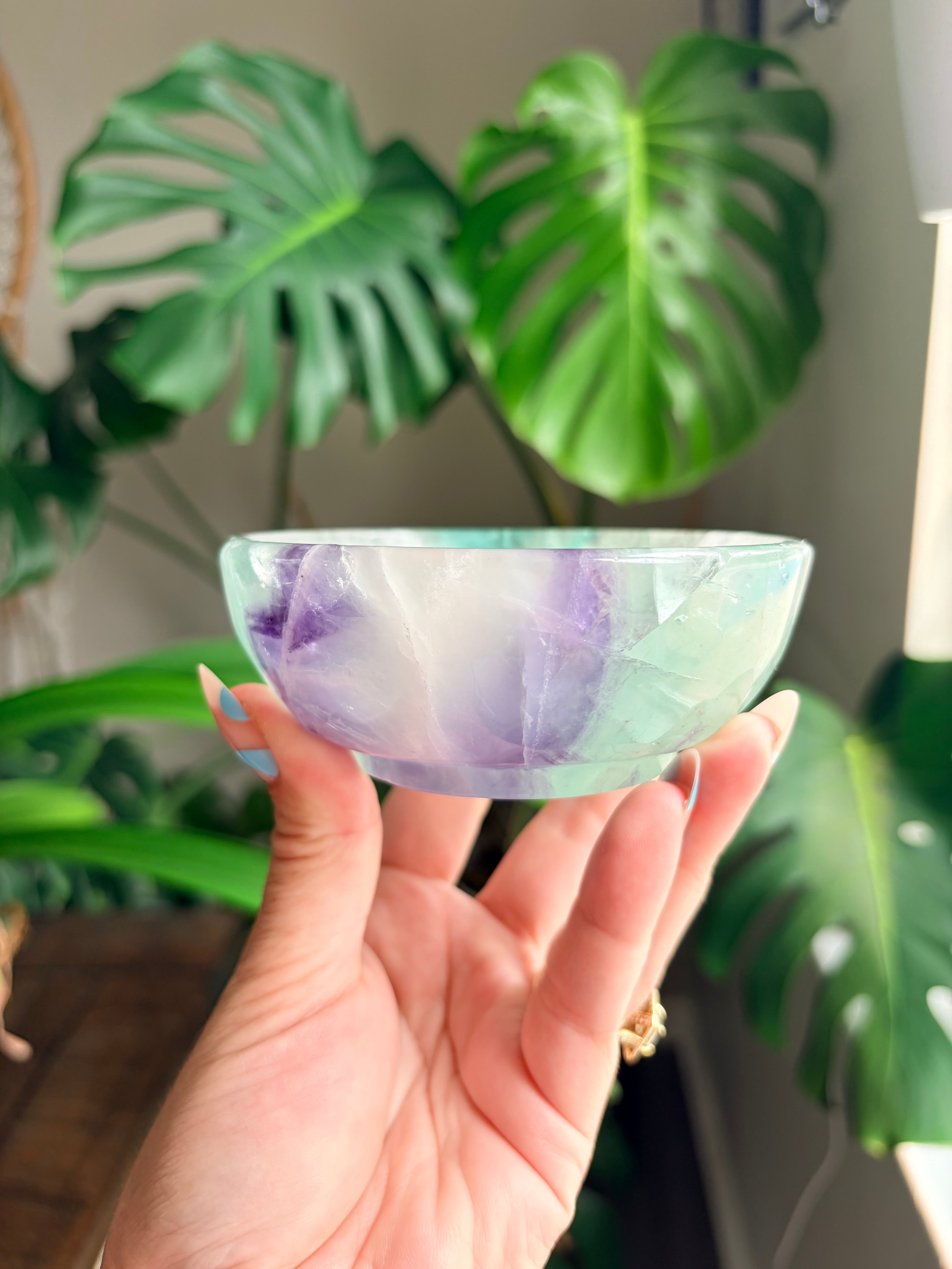 Vibrant Natural Fluorite Bowl | Gorgeous Teal Green and Purple Crystal | Home Décor & Altar