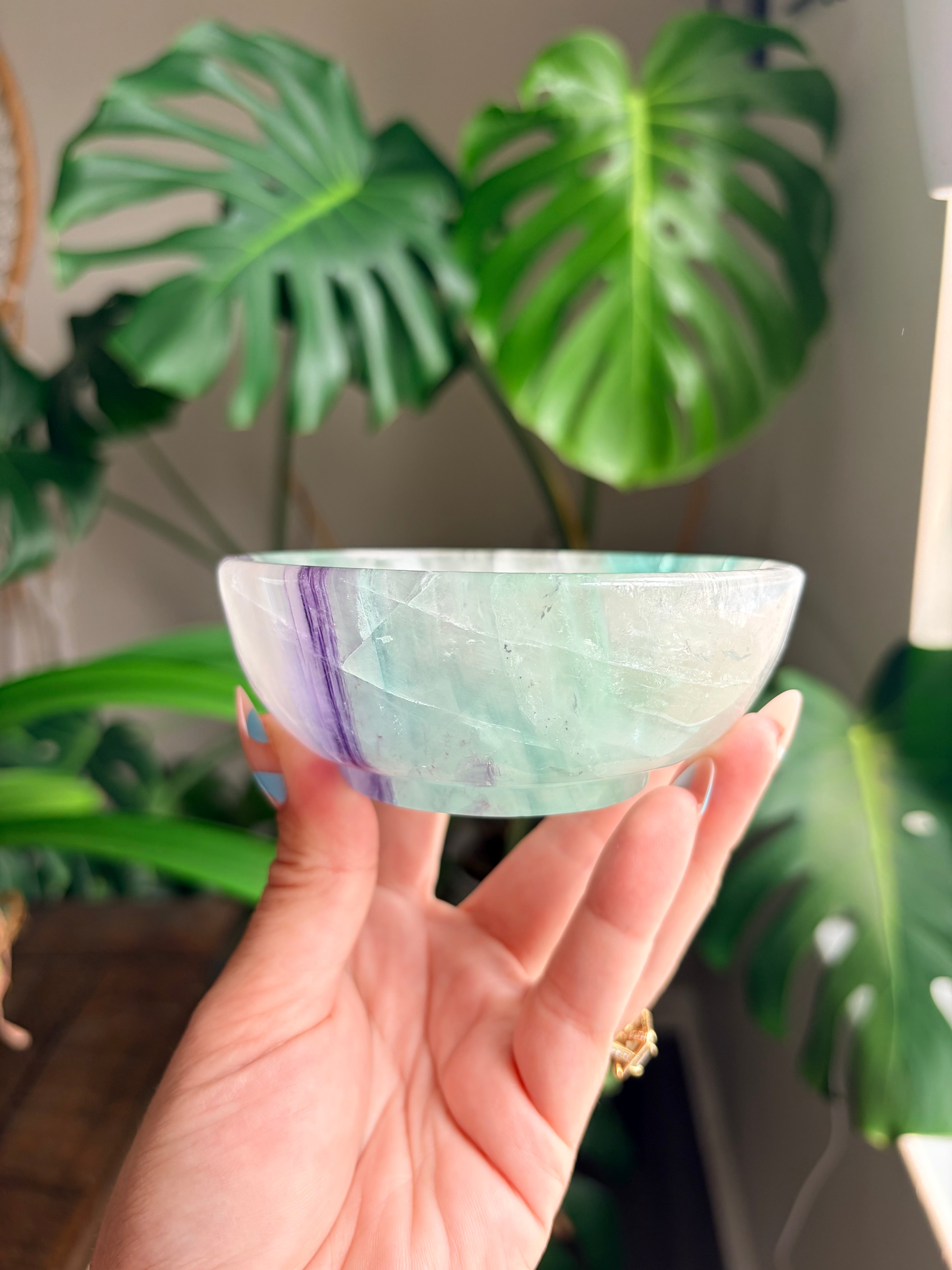 Vibrant Natural Fluorite Bowl | Gorgeous Teal Green and Purple Crystal | Home Décor & Altar
