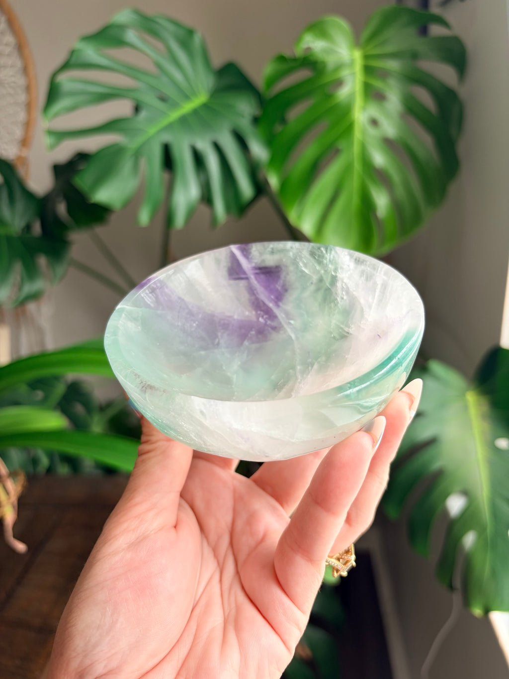 Vibrant Natural Fluorite Bowl | Gorgeous Teal Green and Purple Crystal | Home Décor & Altar