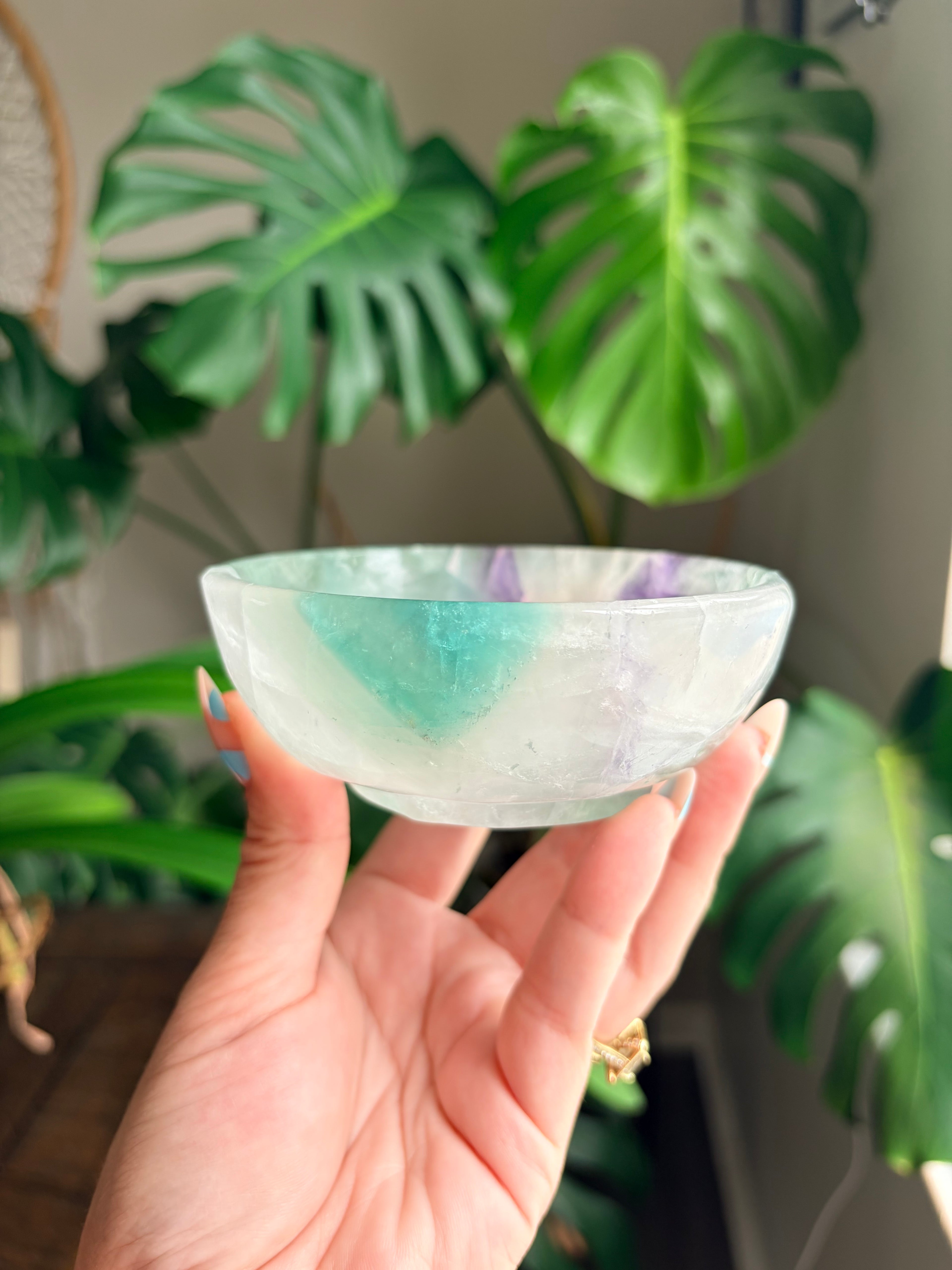 Vibrant Natural Fluorite Bowl | Gorgeous Teal Green and Purple Crystal | Home Décor & Altar