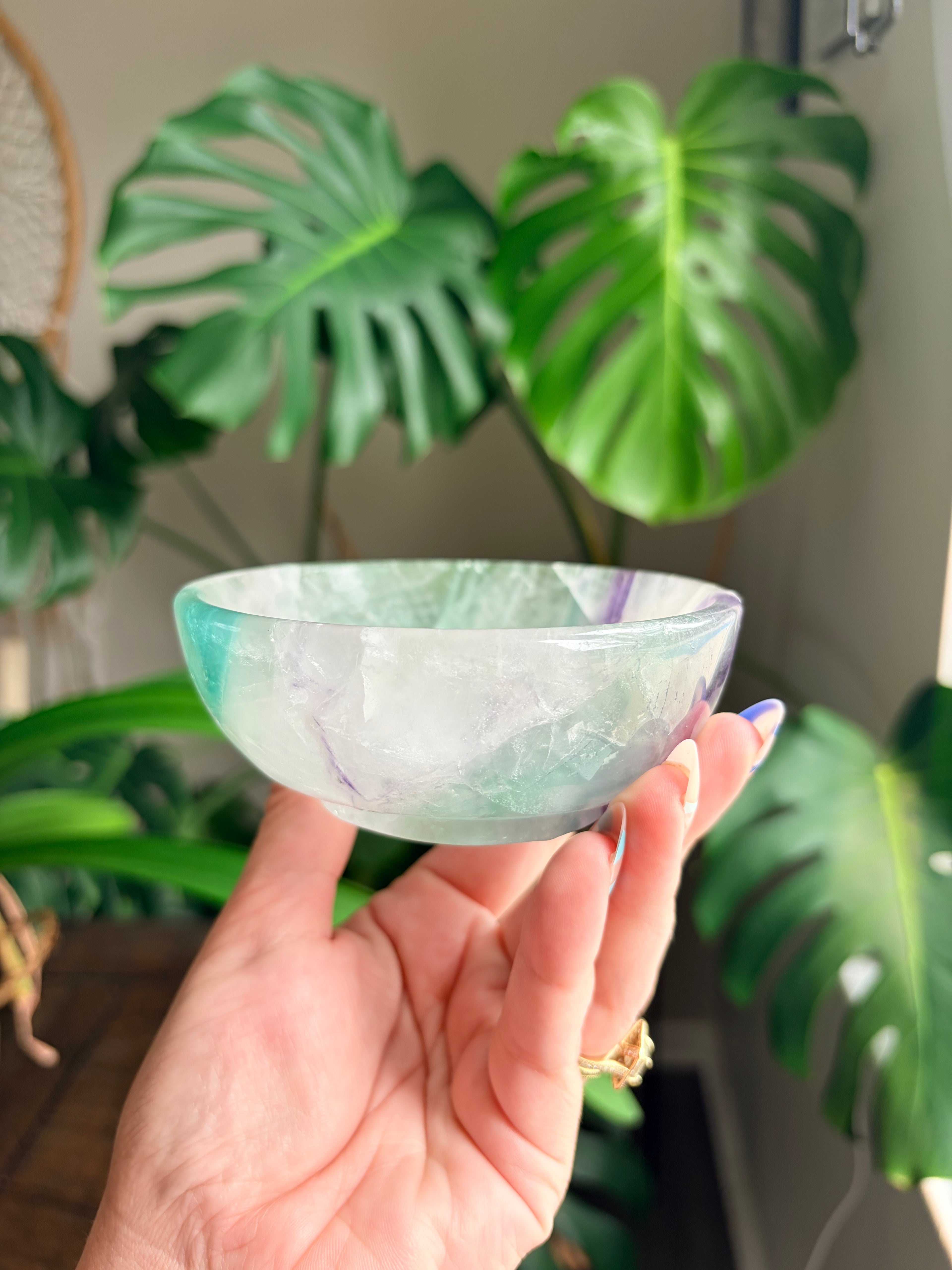 Vibrant Natural Fluorite Bowl | Gorgeous Teal Green and Purple Crystal | Home Décor & Altar