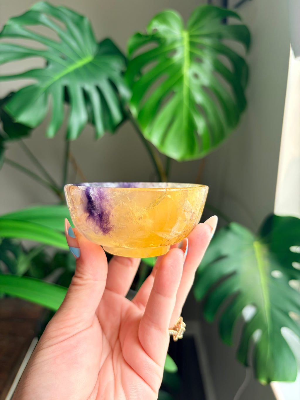 Vibrant Natural Fluorite Bowl | Gorgeous Yellow & Purple Crystal | Home Décor & Altar
