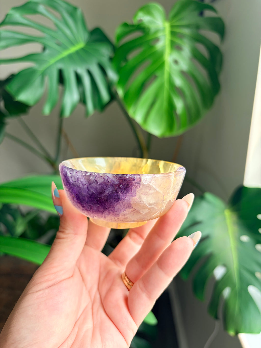 Vibrant Natural Fluorite Bowl | Gorgeous Yellow & Purple Crystal | Home Décor & Altar