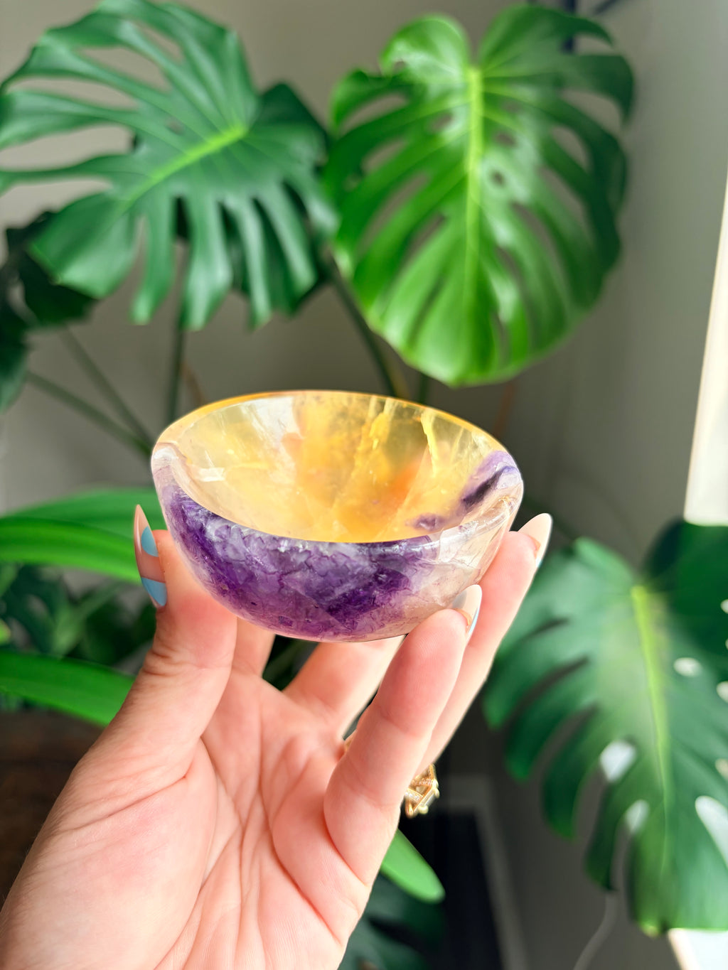 Vibrant Natural Fluorite Bowl | Gorgeous Yellow & Purple Crystal | Home Décor & Altar