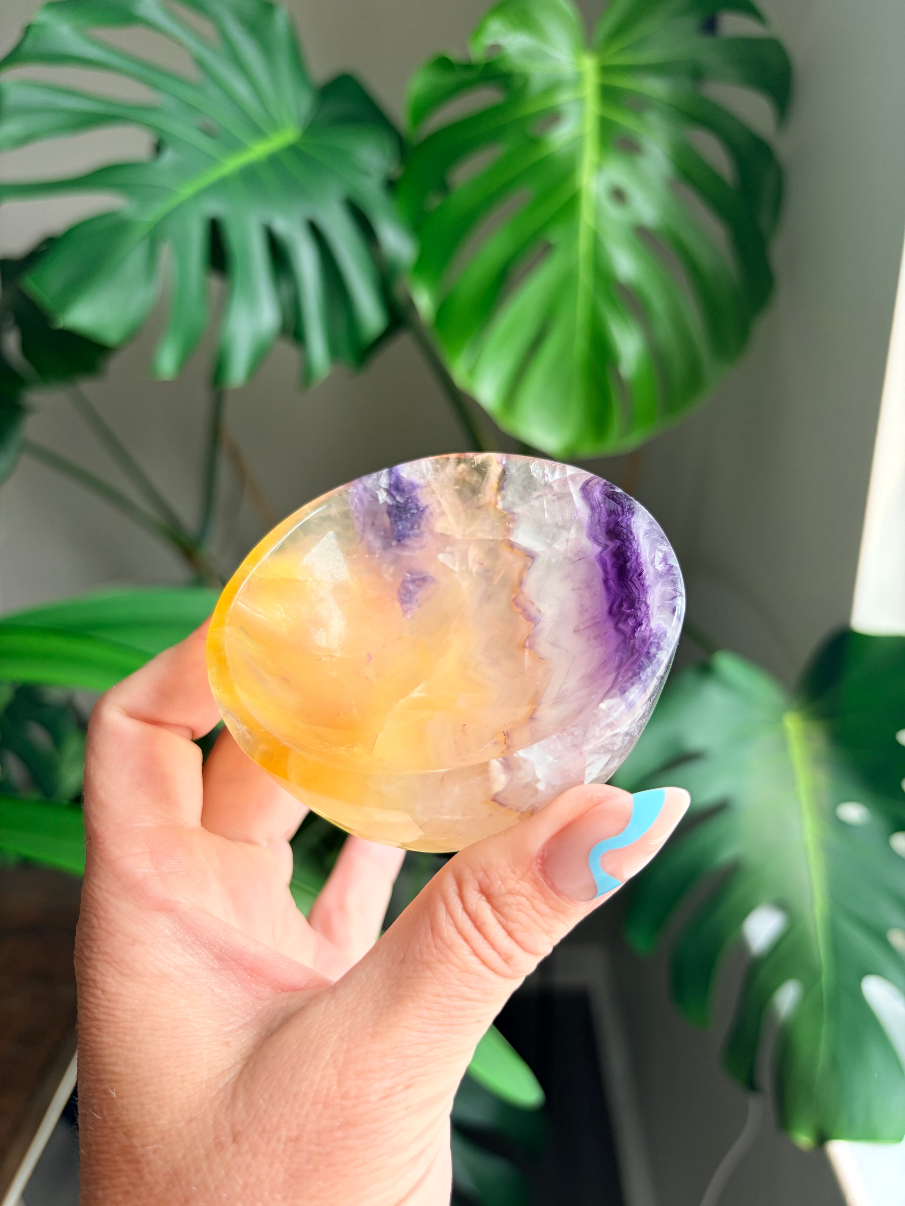 Vibrant Natural Fluorite Bowl | Gorgeous Yellow & Purple Crystal | Home Décor & Altar