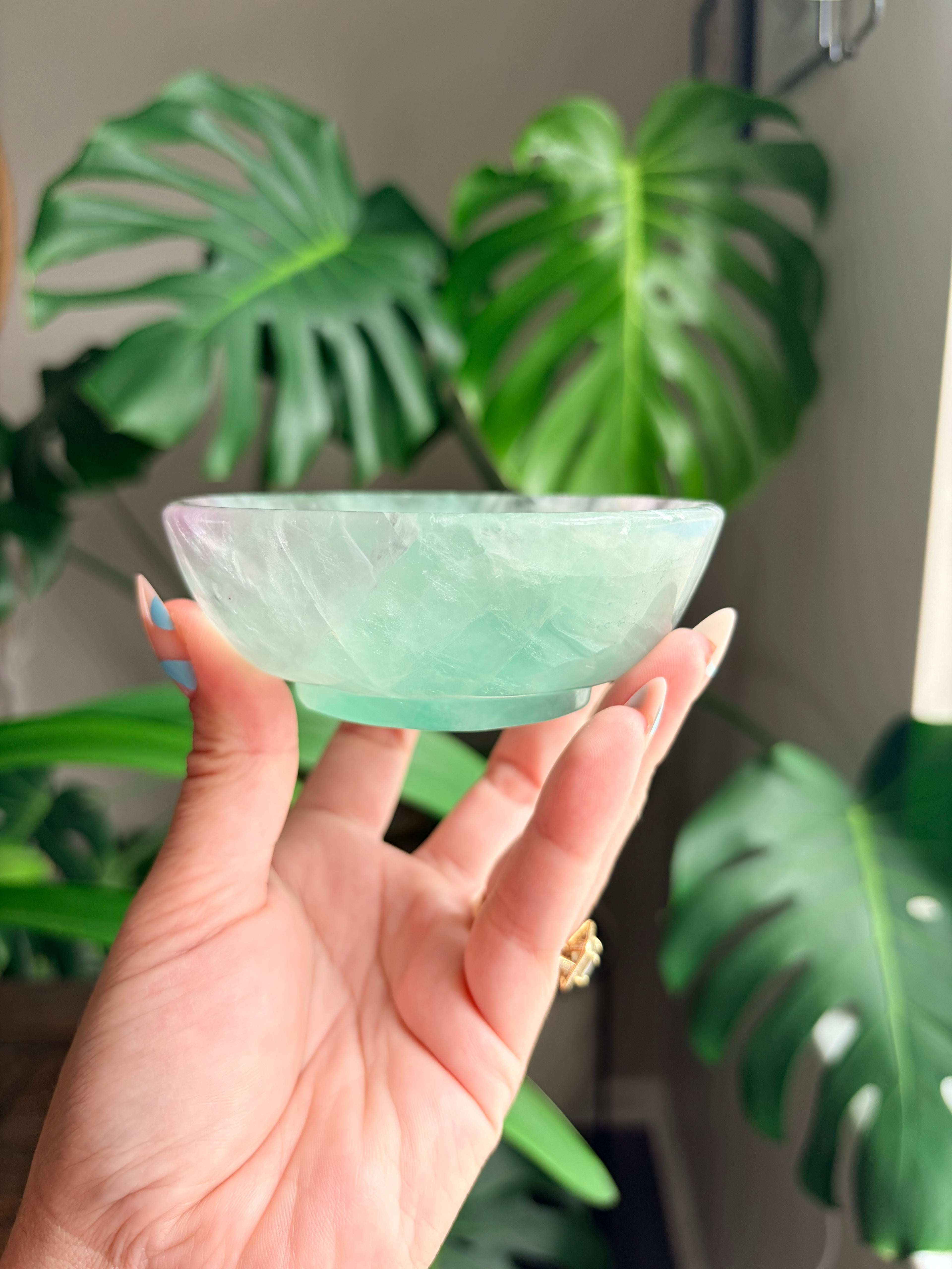 Vibrant Natural Fluorite Bowl | Gorgeous Green and Purple Crystal | Home Décor & Altar