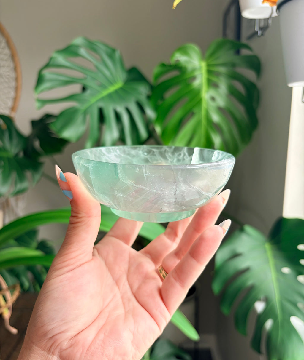 Rainbow Fluorite Bowl | Vibrant Natural Crystal Carving | Polished Gemstone Dish | Unique Home Décor