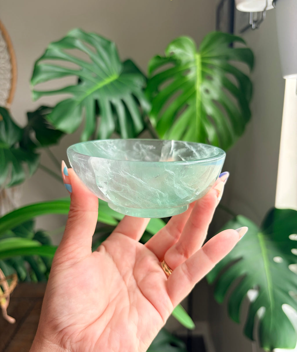 Rainbow Fluorite Bowl | Vibrant Natural Crystal Carving | Polished Gemstone Dish | Unique Home Décor