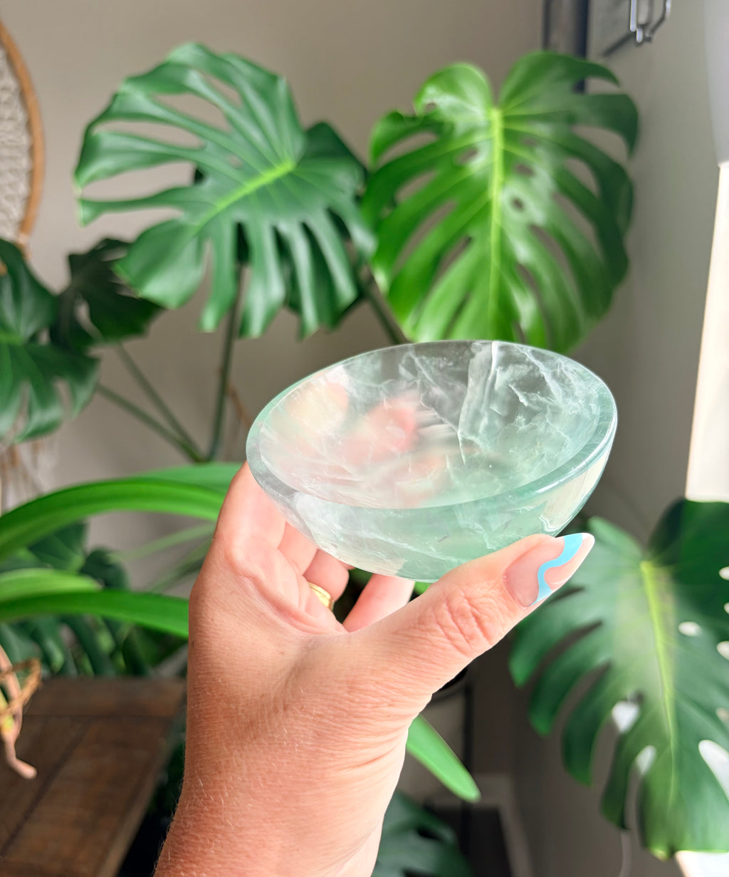 Rainbow Fluorite Bowl | Vibrant Natural Crystal Carving | Polished Gemstone Dish | Unique Home Décor