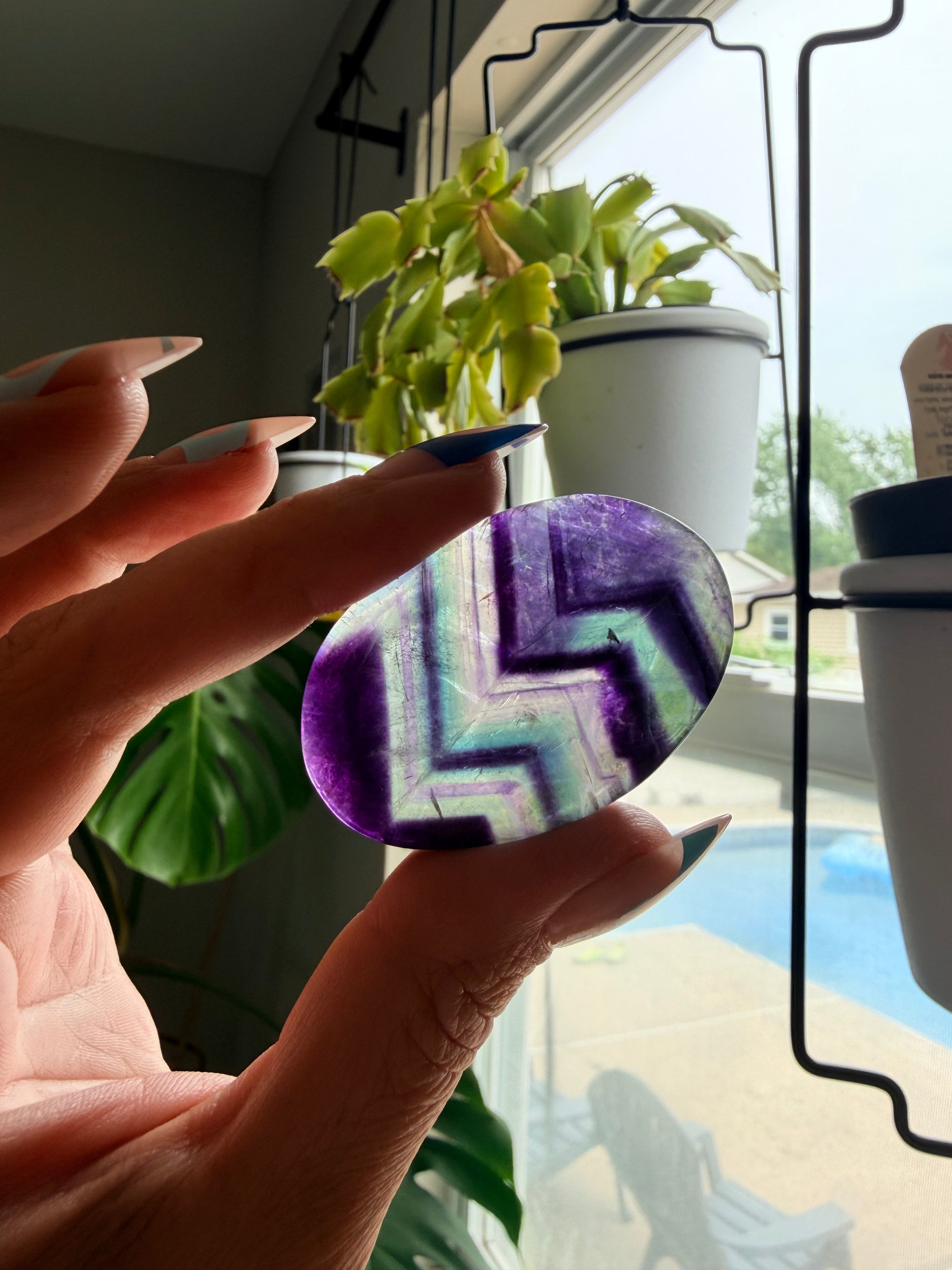 Rainbow Fluorite Palm Stone