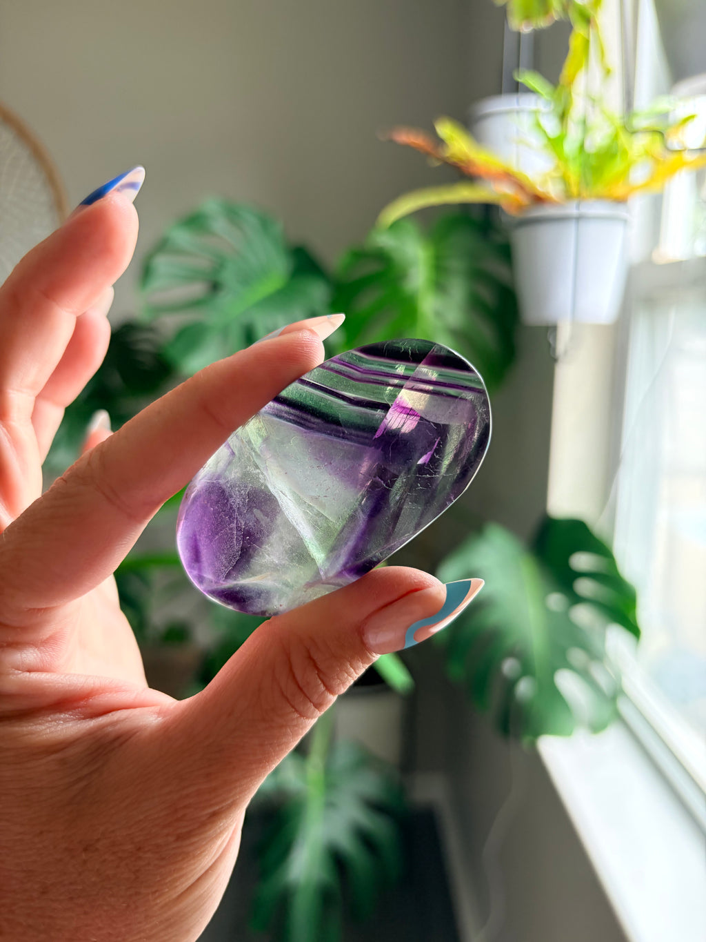 Rainbow Fluorite Palm Stone