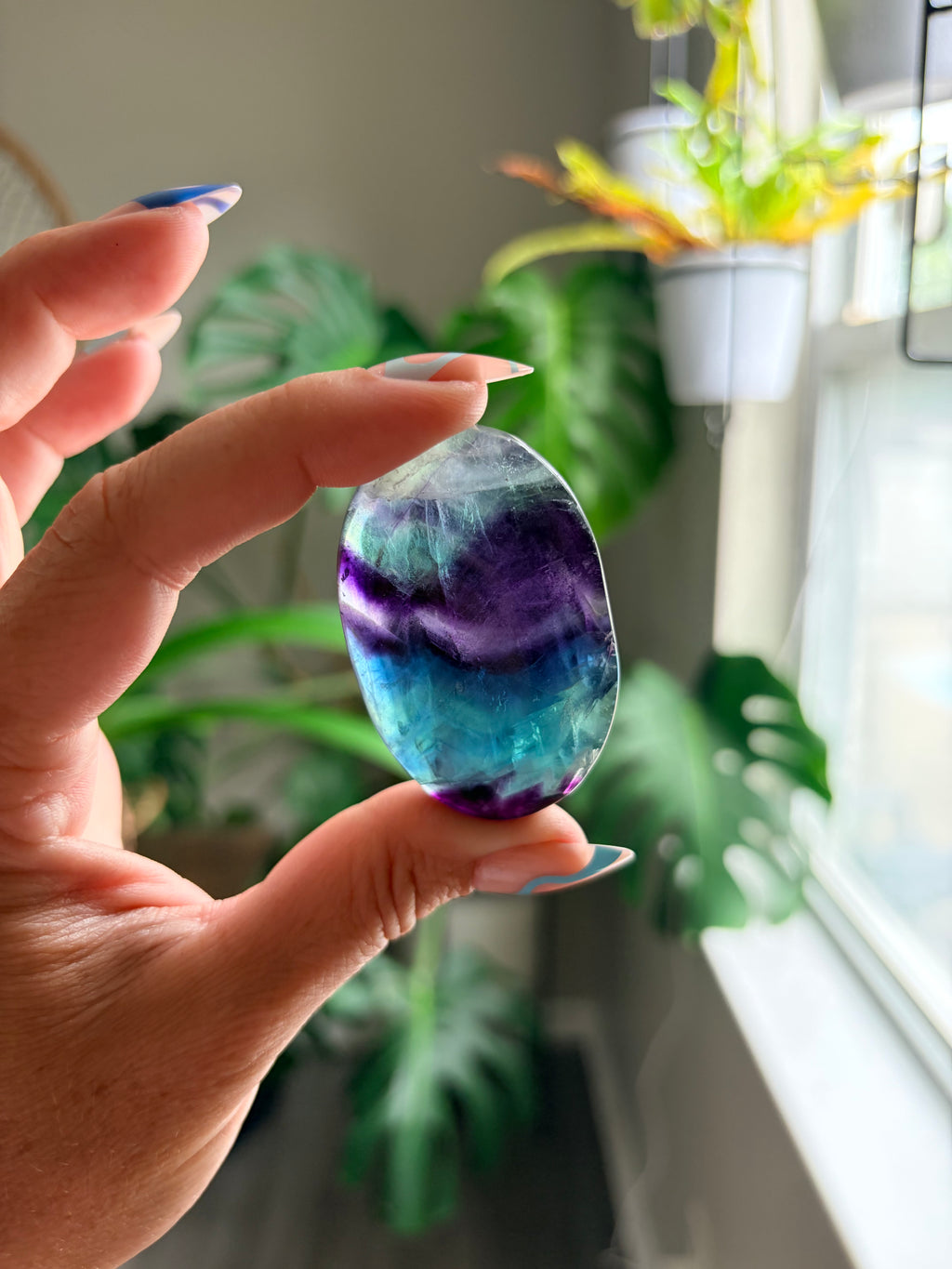 Rainbow Fluorite Palm Stone