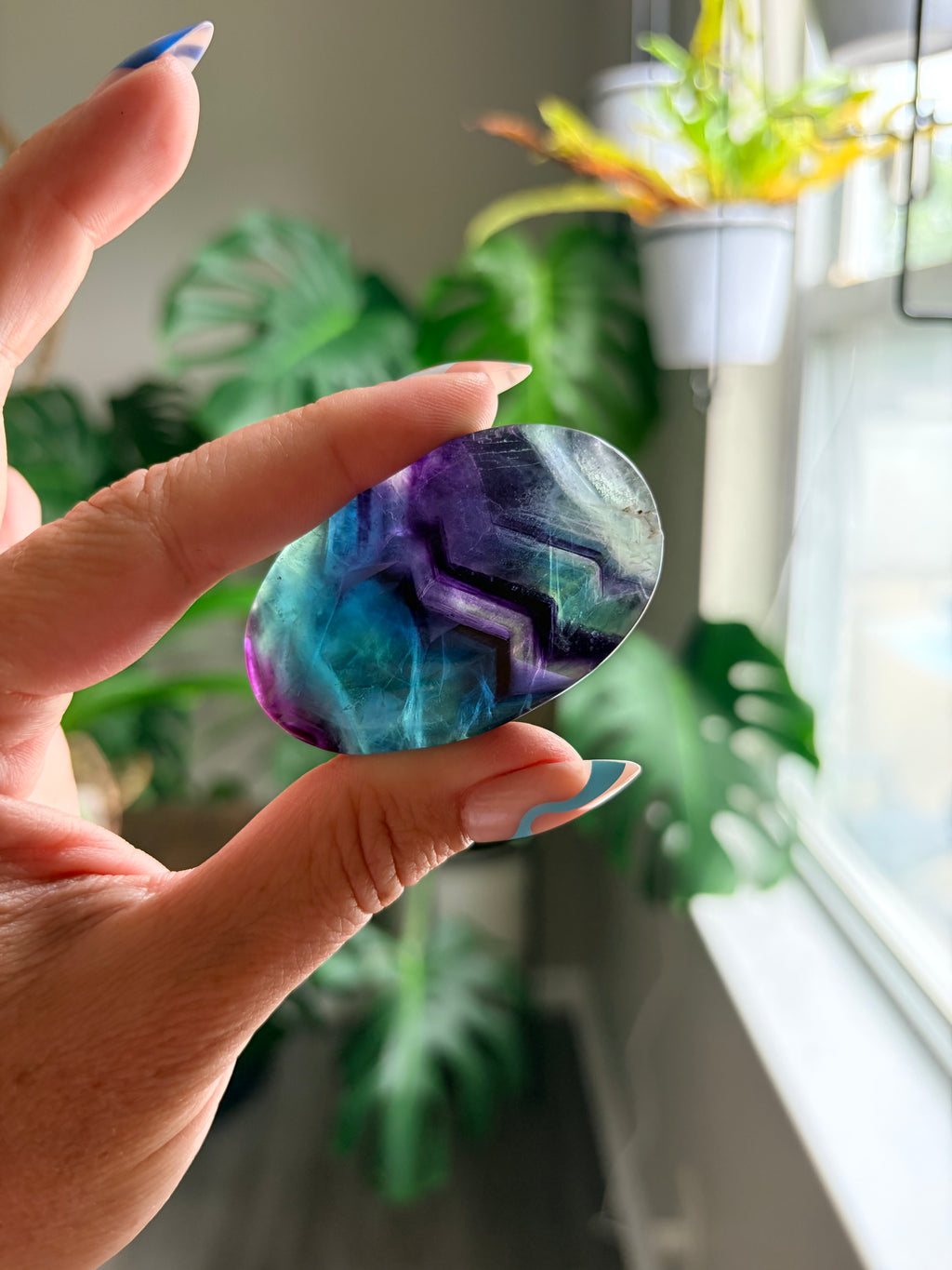 Rainbow Fluorite Palm Stone